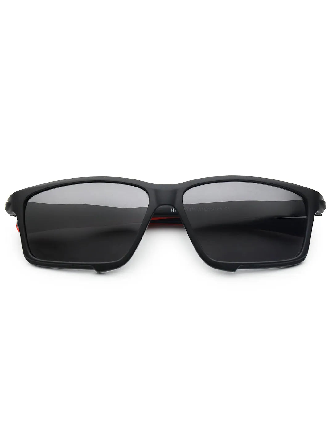 H2R | Black Medium Full Rim Rectangle Sports for Men & Women [Polarized]