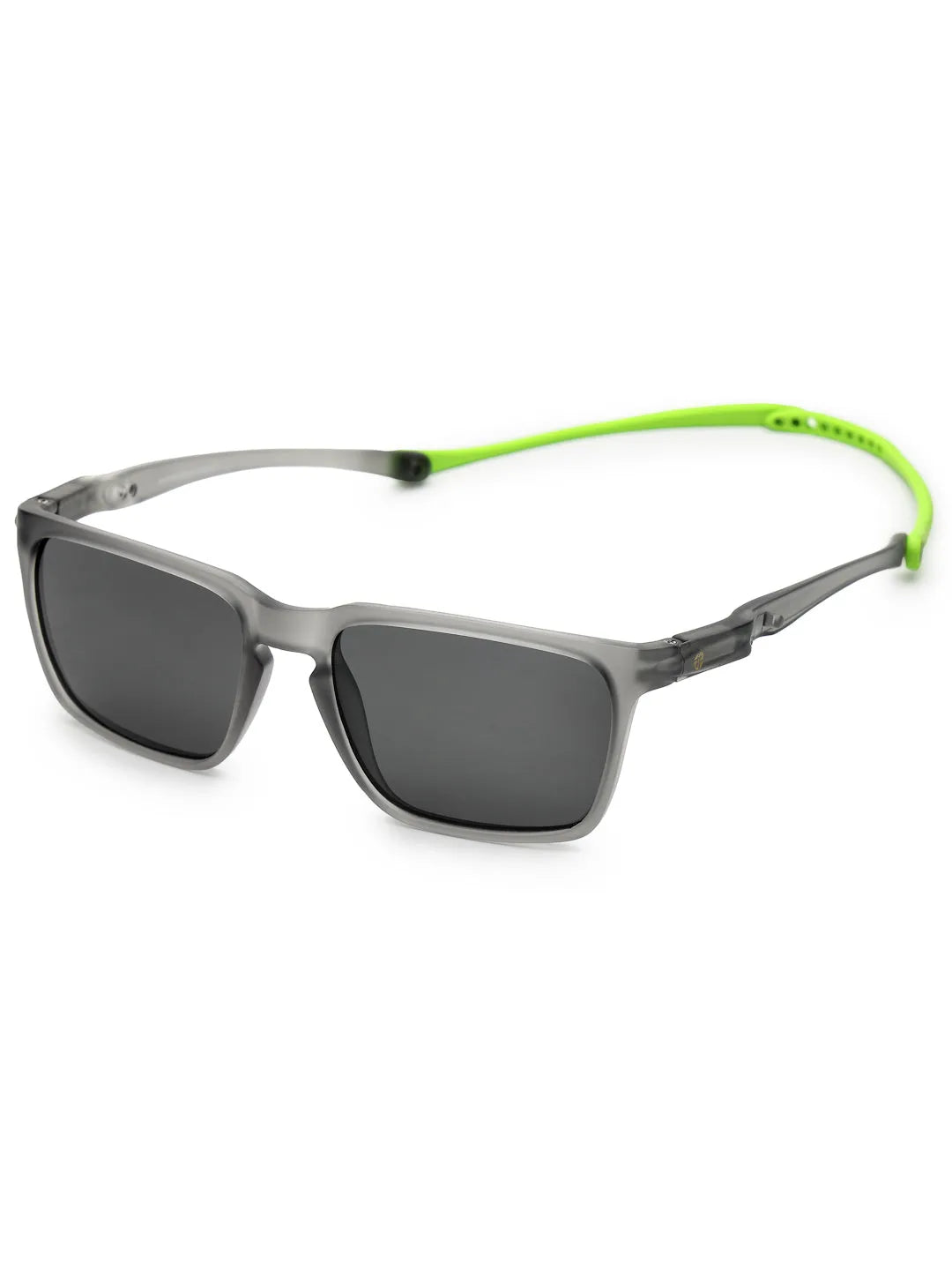 DragGo | Grey Medium Full Rim Rectangle Sports for Men & Women Temple Tip Color Green [Polarized]