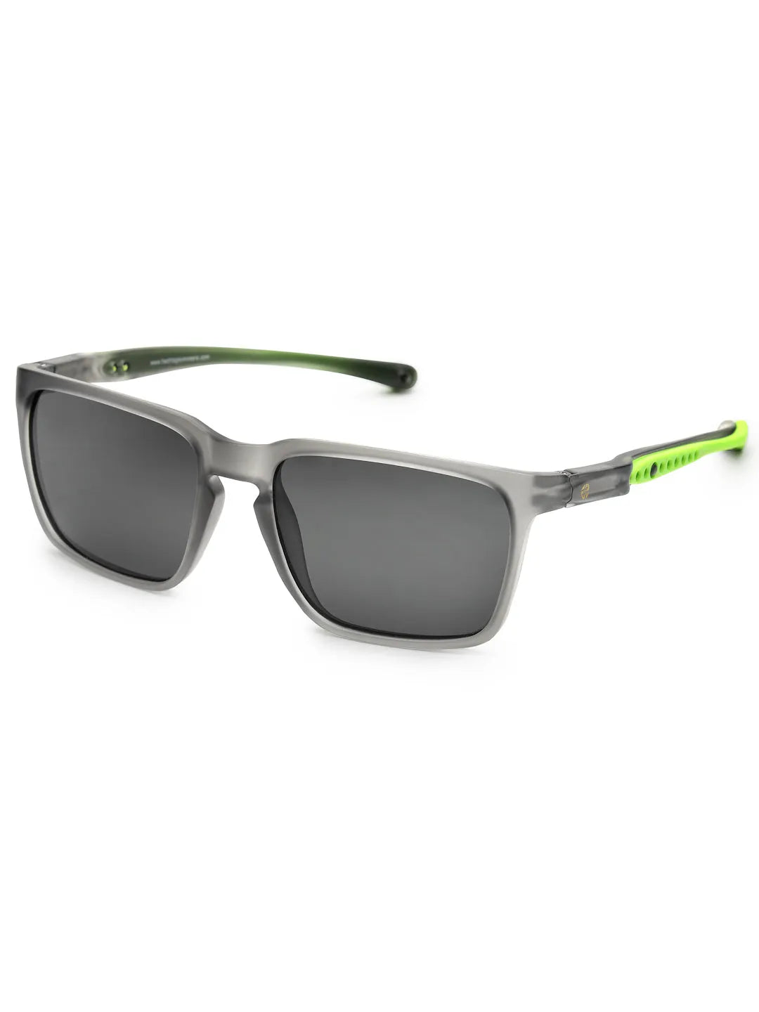 DragGo | Grey Medium Full Rim Rectangle Sports for Men & Women Temple Tip Color Green [Polarized]