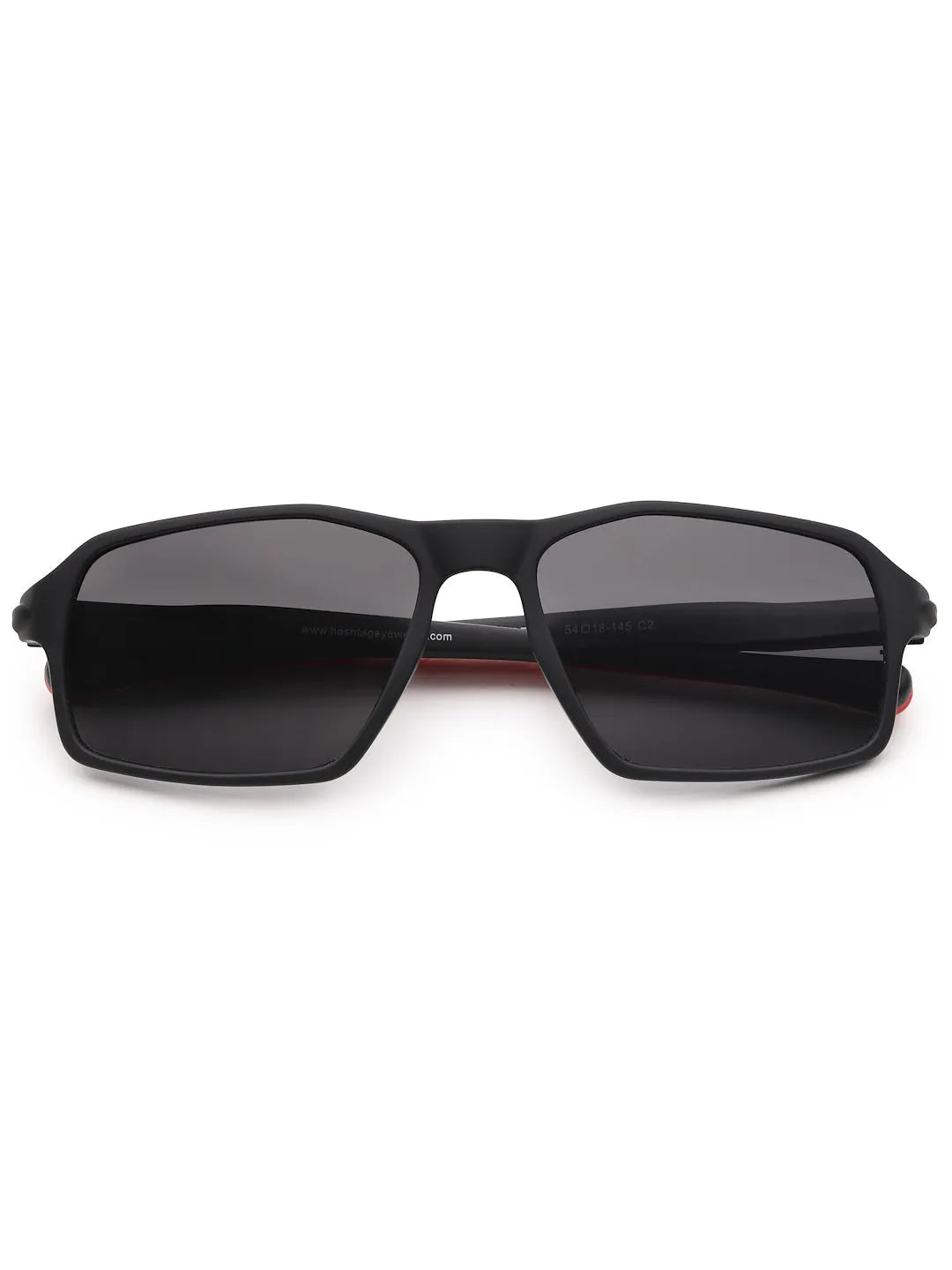 Sparks | Black Large Full Rim Rectangle Sports for Men & Women [Polarized]