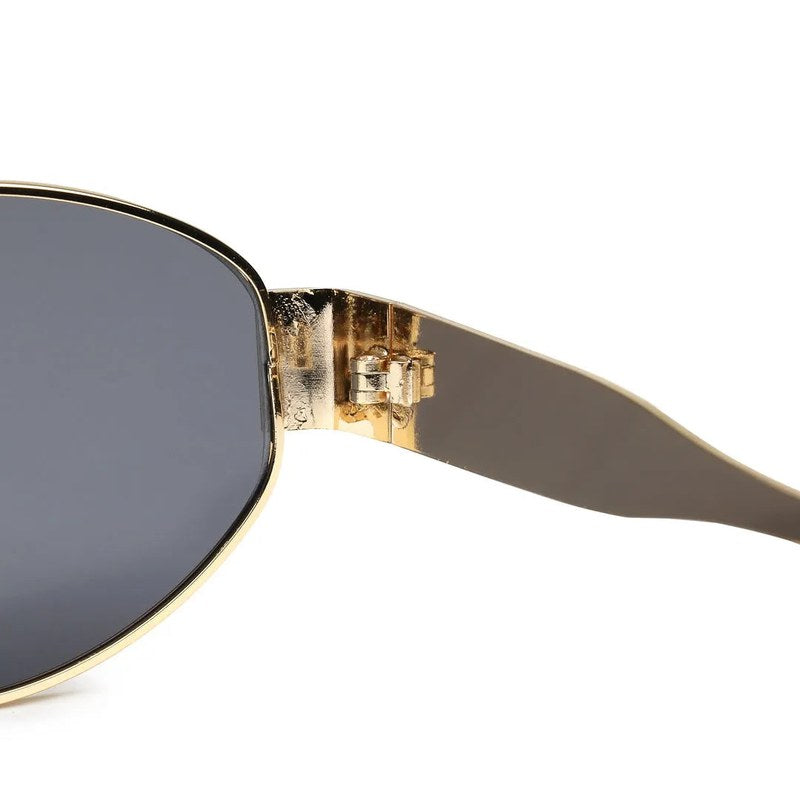 Ivory | Golden Medium Full Rim Oval Sunglasses for Women [UV-protected]