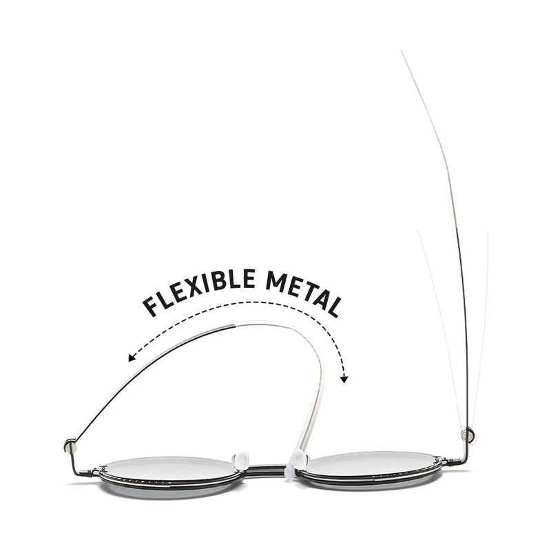 Tint | Black Medium Full Rim Round Sunglasses for Men & Women [Tint Adjustable]