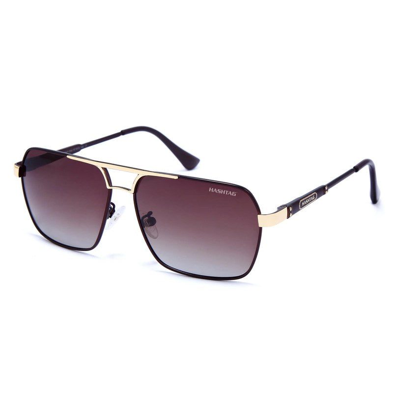 Inferna Gradient Brown Medium Full Rim RECTANGLE Sunglasses for Men & Women — Hashtag Eyewears