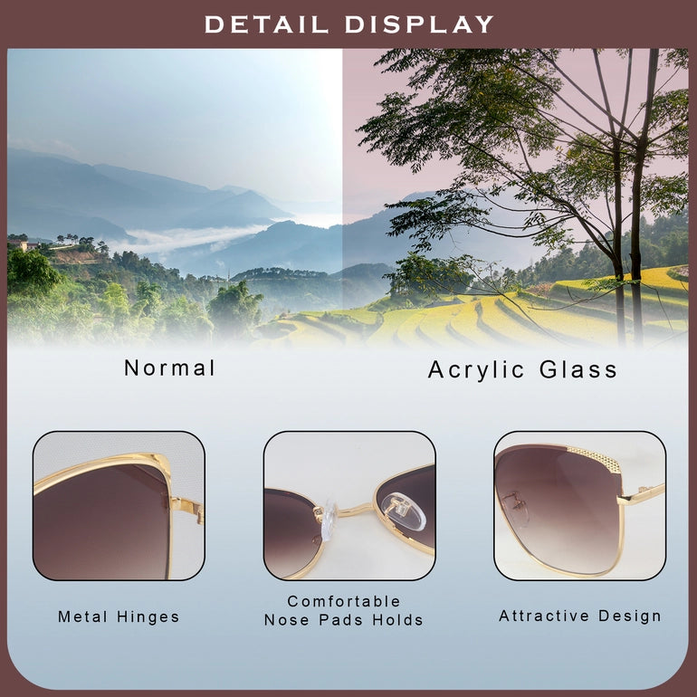 Hashtag Exclusive Square Sunglasses for Women - B80-682 Brown