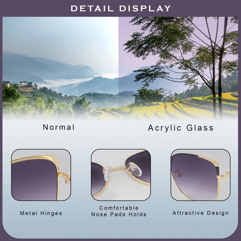 Hashtag Exclusive Square Sunglasses for Women - B80-682 Purple