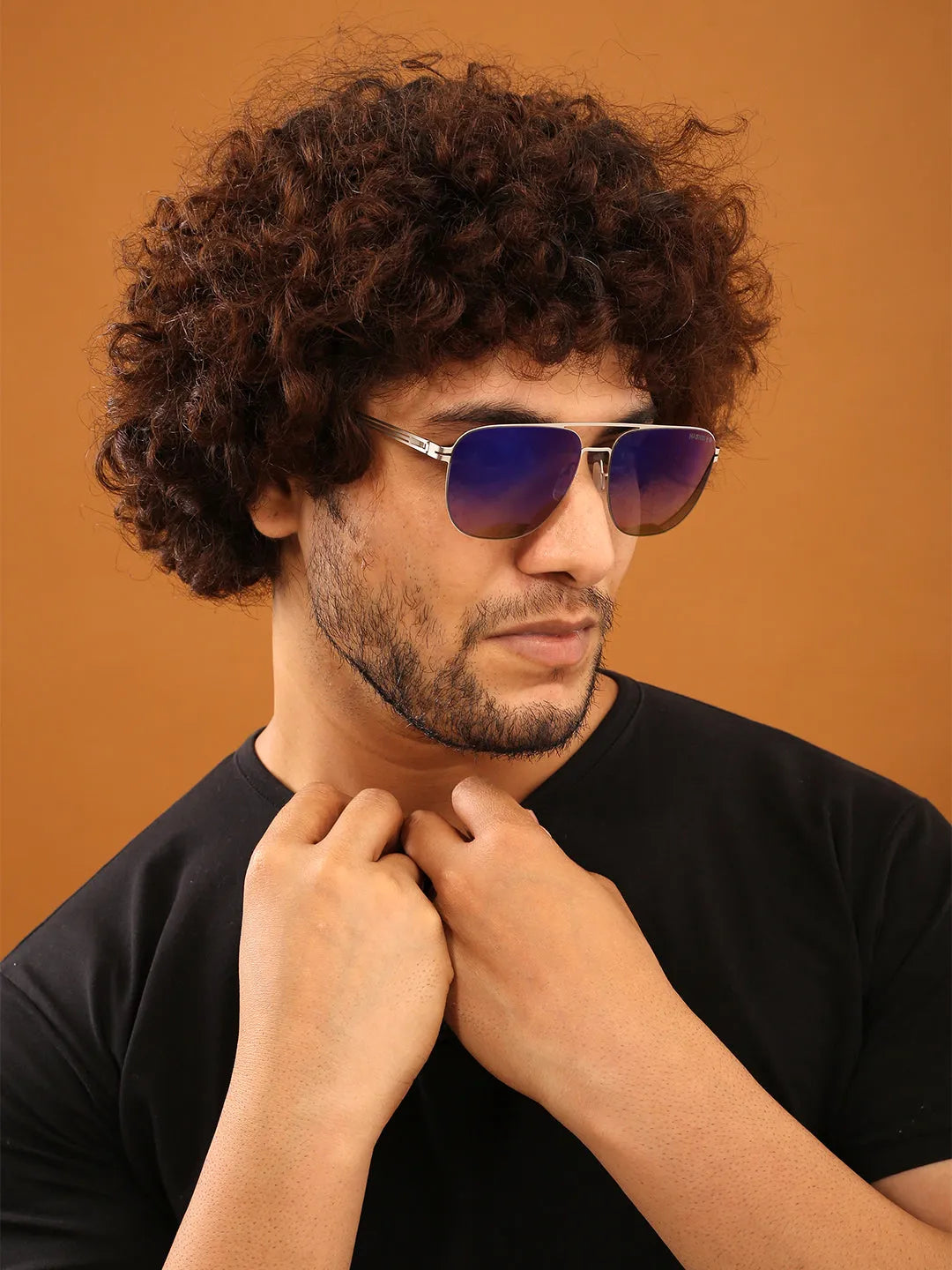 Helion | Silver Small Full Rim Square Sunglasses for Men [Polarized]