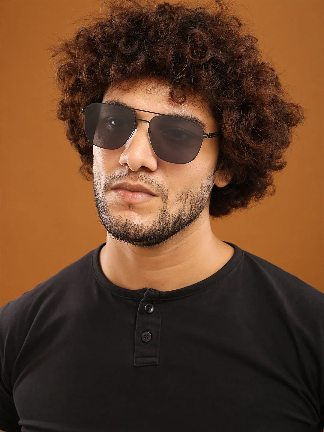 Helion | Grey Small Full Rim Square Sunglasses for Men [Polarized]