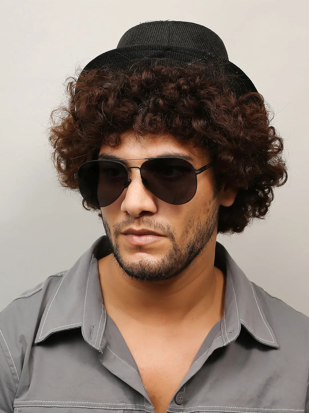 Aurion | Grey Medium Full Rim Aviator Sunglasses for Men [Polarized]