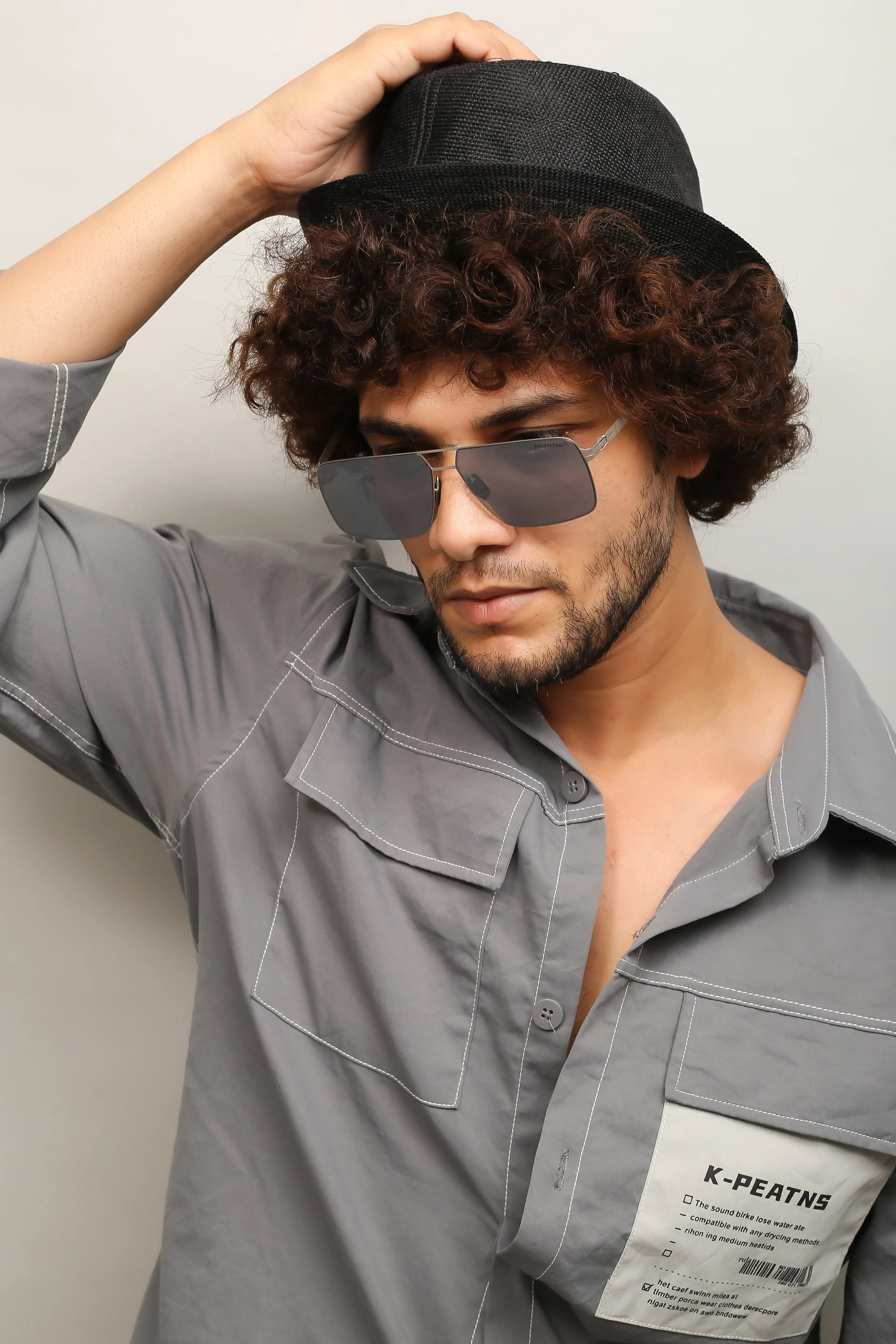 Starion | Silver Medium Full Rim Rectangle Sunglasses for Men [Polarized]