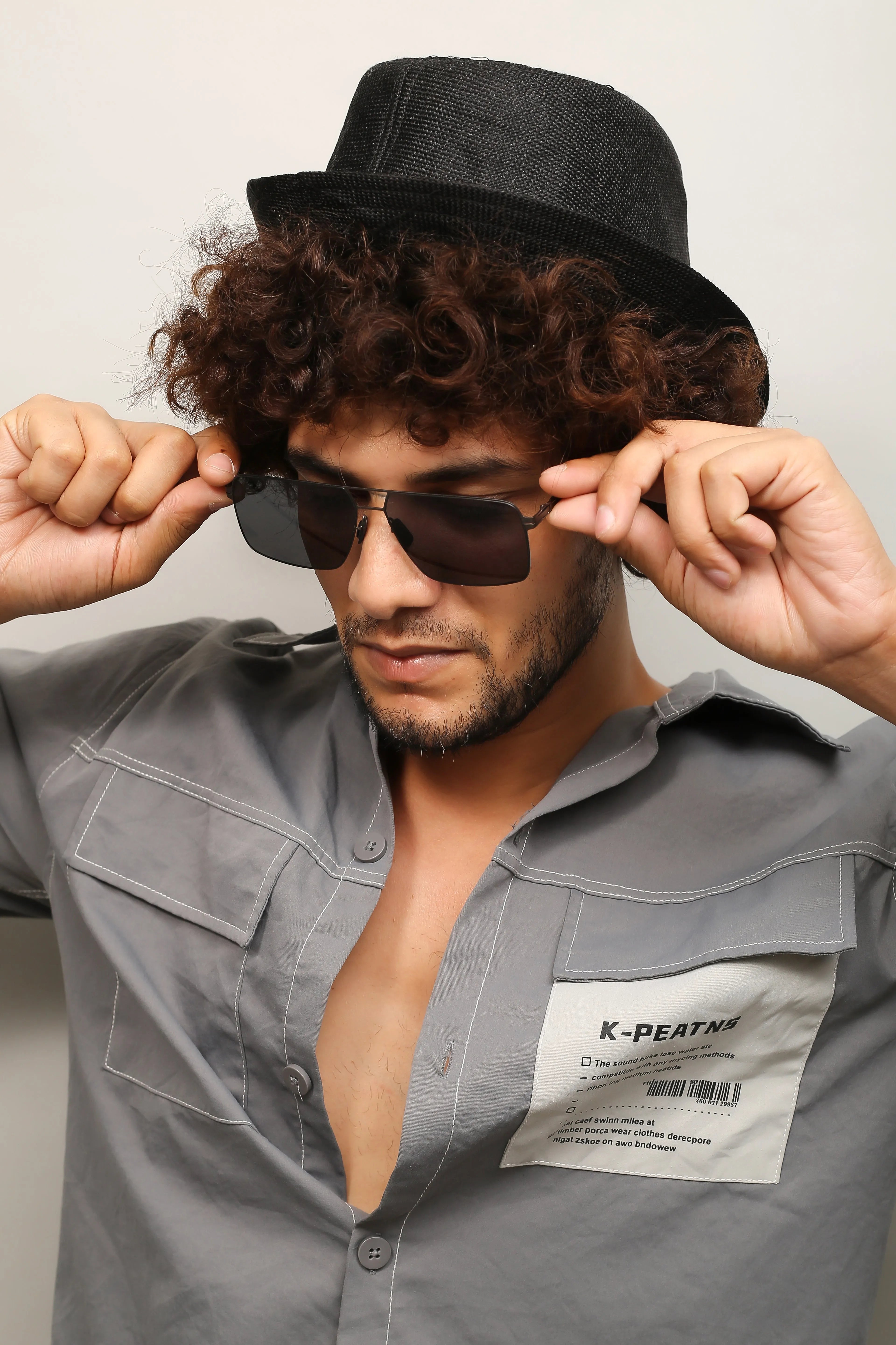 Starion | Grey Medium Full Rim Rectangle Sunglasses for Men [Polarized]