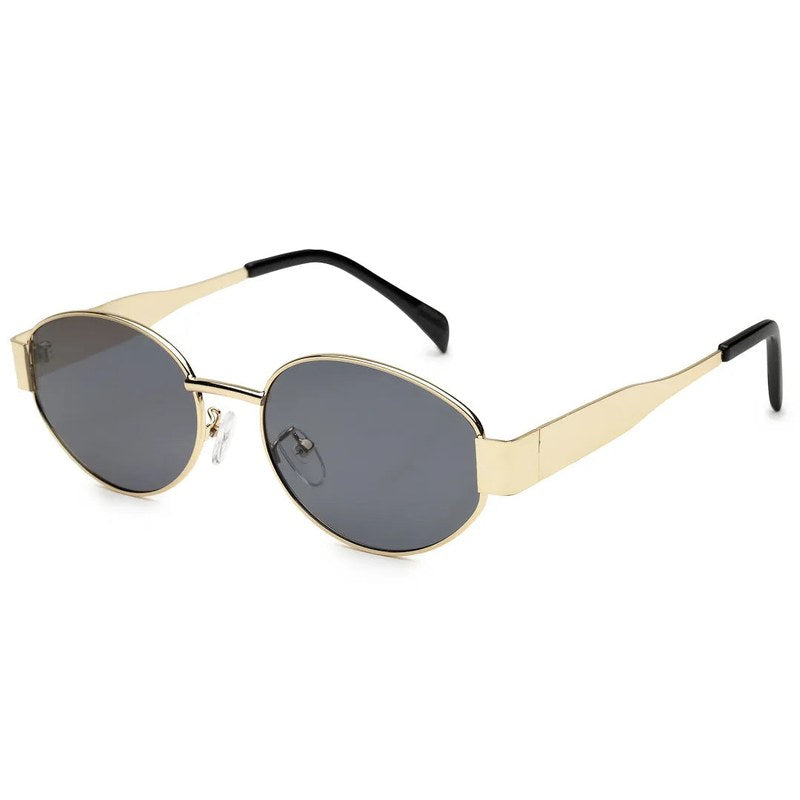 Ivory | Golden Medium Full Rim Oval Sunglasses for Women [UV-protected]