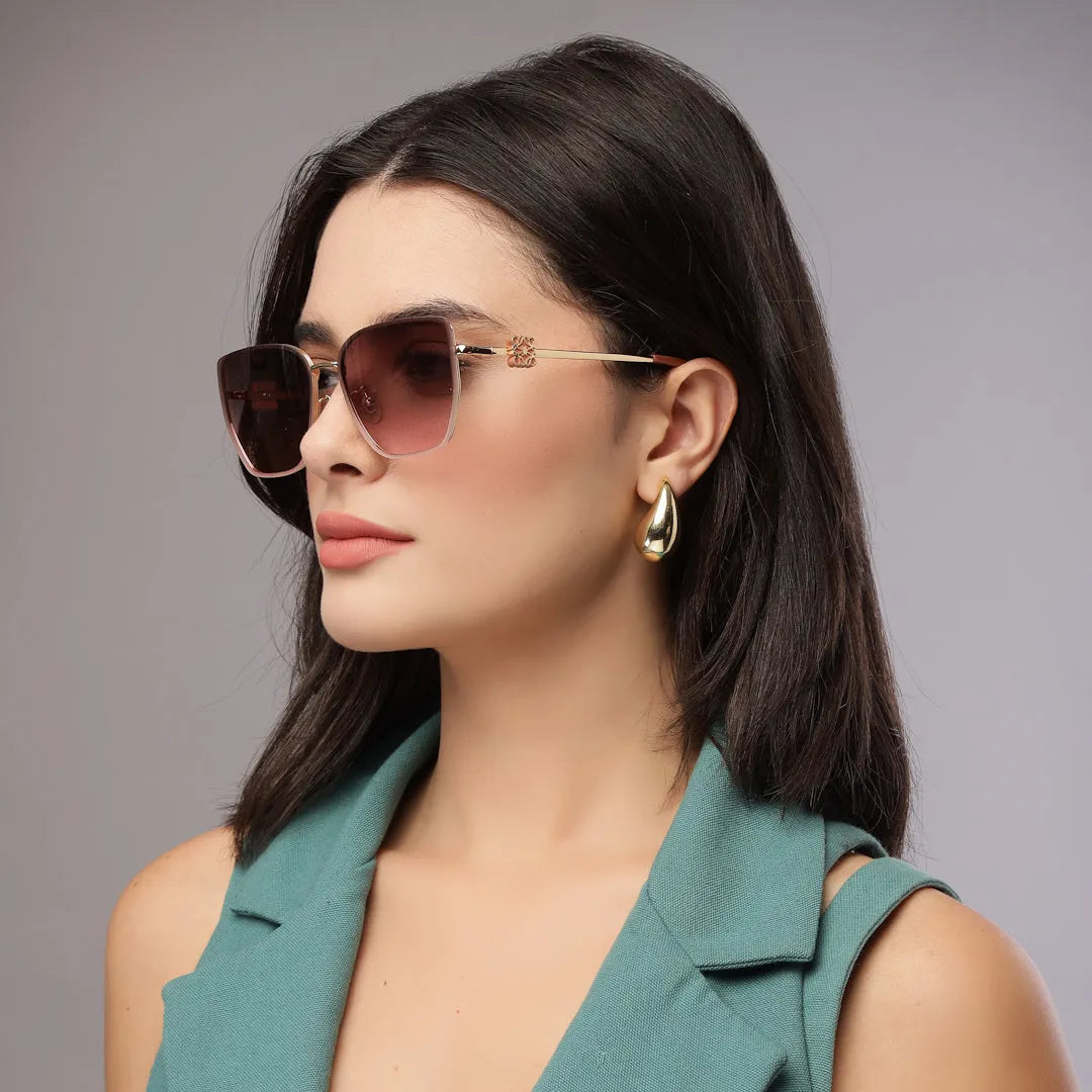 Nebular | Gradient Brown & Pink Medium Full Rim Rectangle Sunglasses for Women [UV-protected]