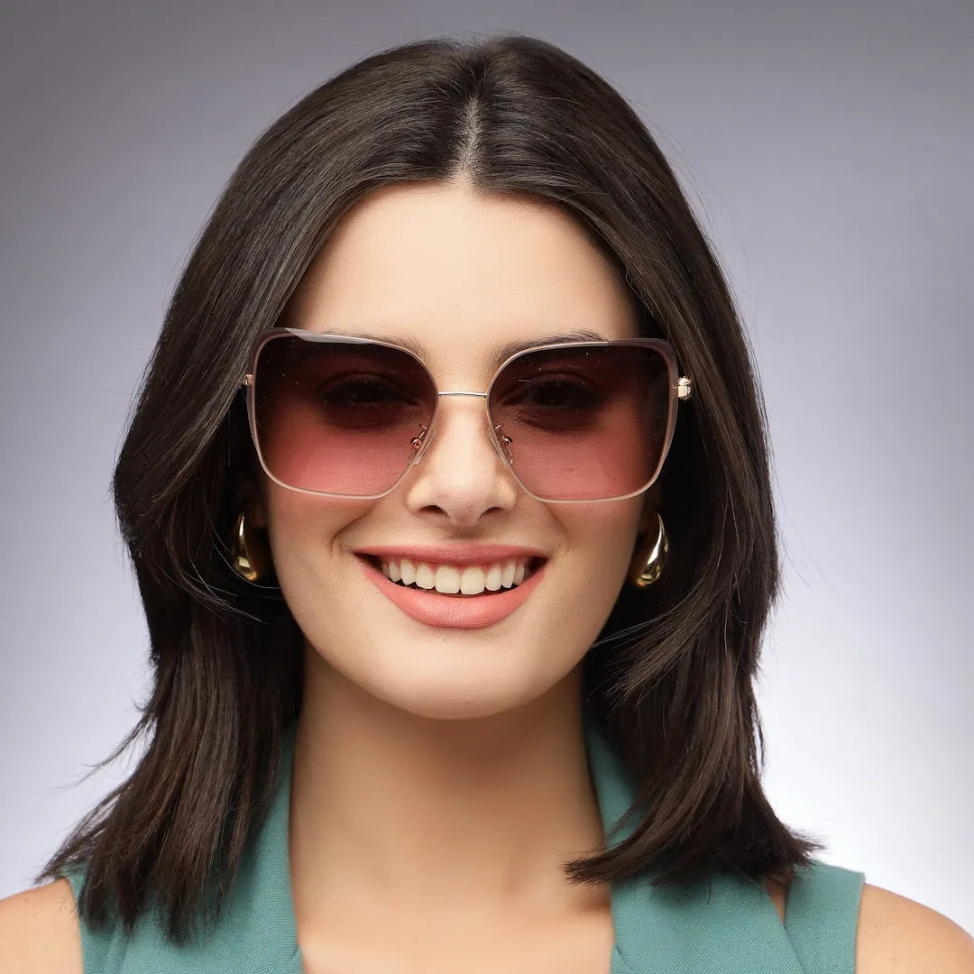 Aethera | Brown Oversized Full Rim Rectangle Sunglasses for Women [UV-protected]