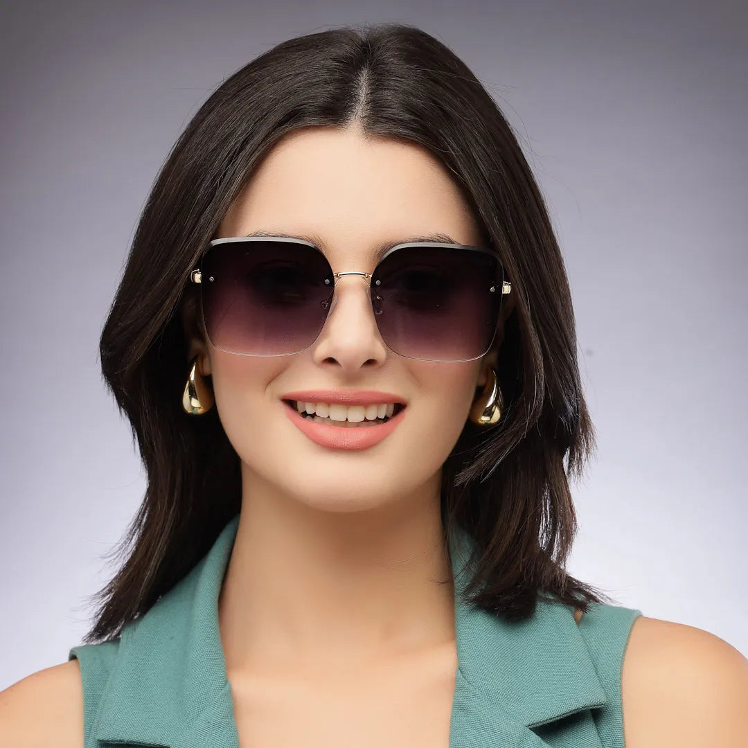 Parion | Gradient Black Medium Full Rim Oversized Sunglasses for Women [UV-protected]