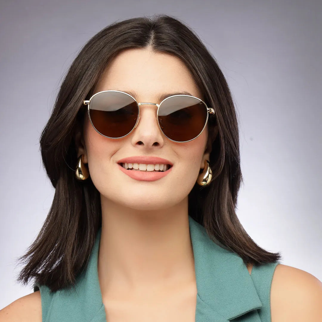 Platinum | Brown Medium Full Rim Oval Sunglasses for Men & Women [UV-protected]