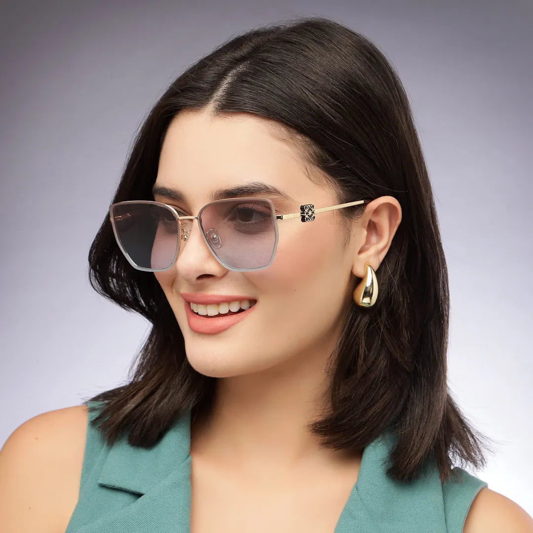 Nebular | Gradient Brown & Blue Medium Full Rim Rectangle Sunglasses for Women [UV-protected]