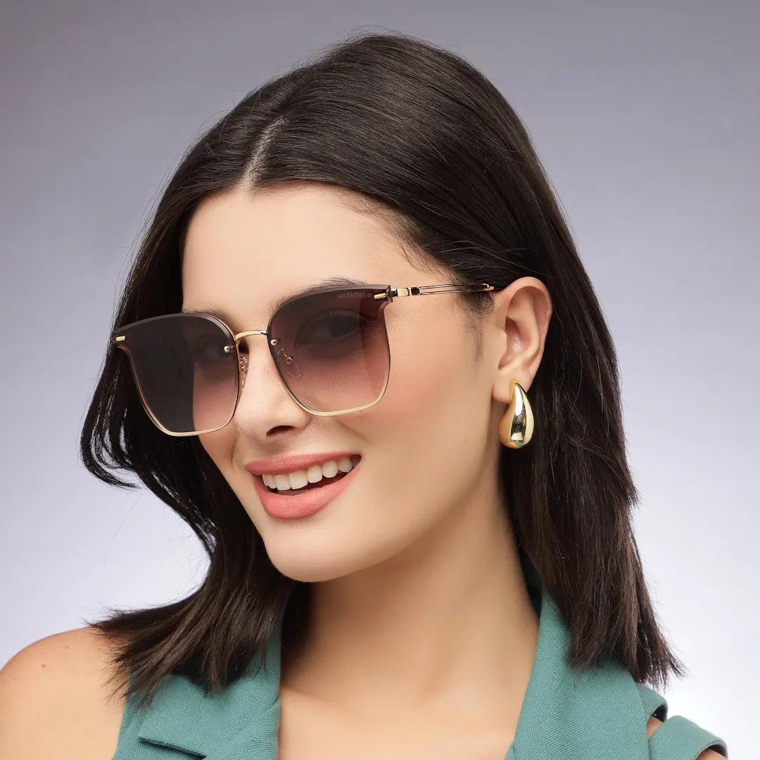 Arionis | Gradient Brown Oversized Full Rim Wayfarer Sunglasses for Women [UV-protected]