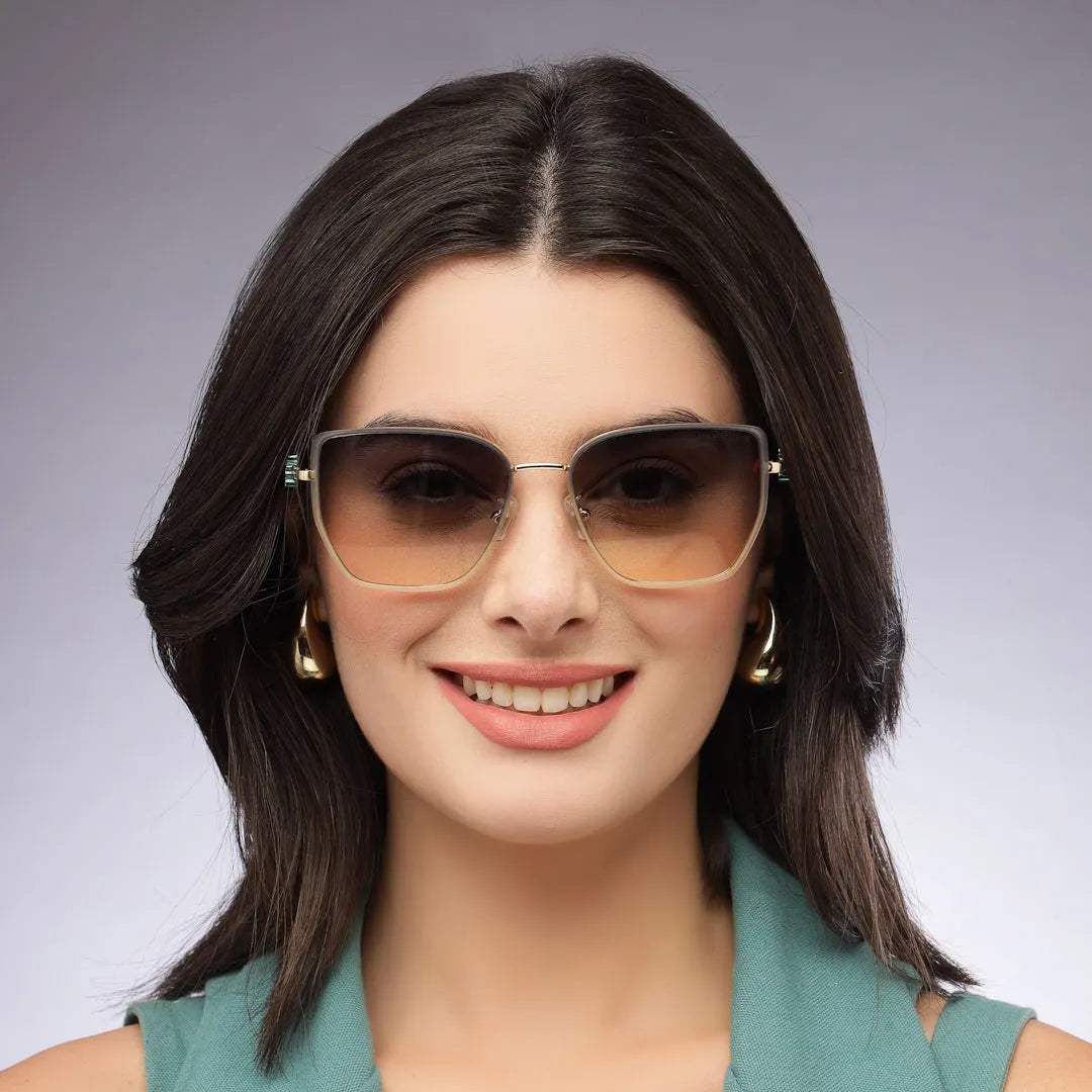 Nebular | Gradient Green Medium Full Rim Rectangle Sunglasses for Women [UV-protected]