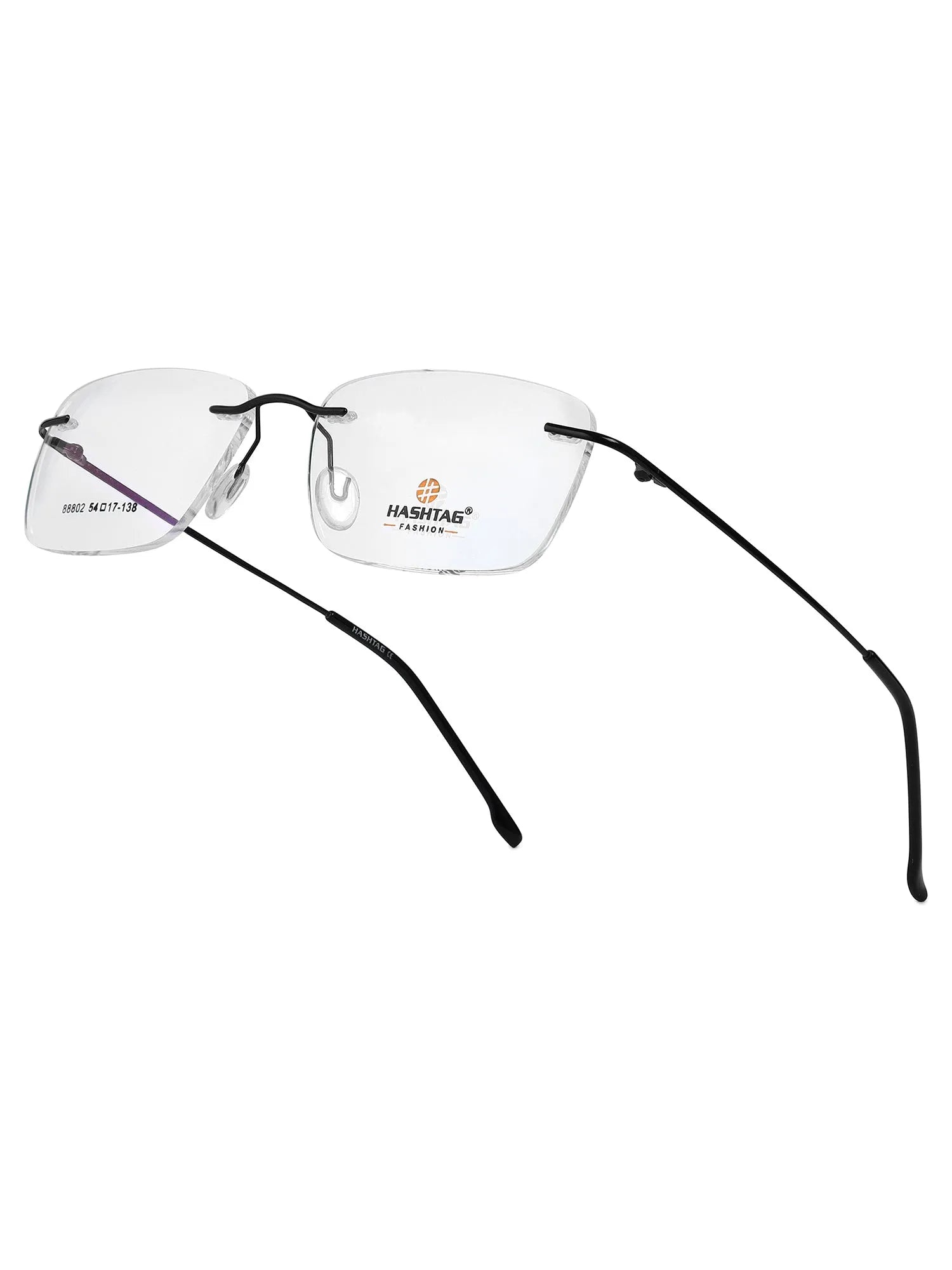 Thin Line | Black Medium Rim Less Rectangle Eyeglasses for Unisex [Demo Lens]