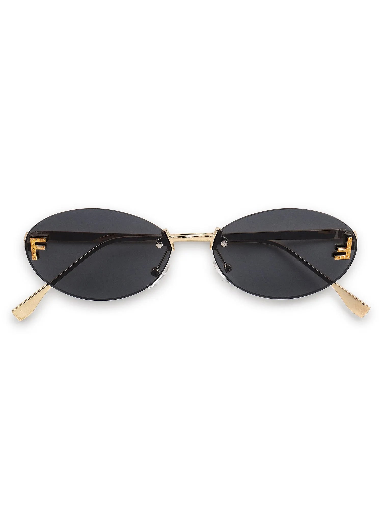Quasar | Grey Small Rim Less Oval Sunglasses for Women [UV-protected]
