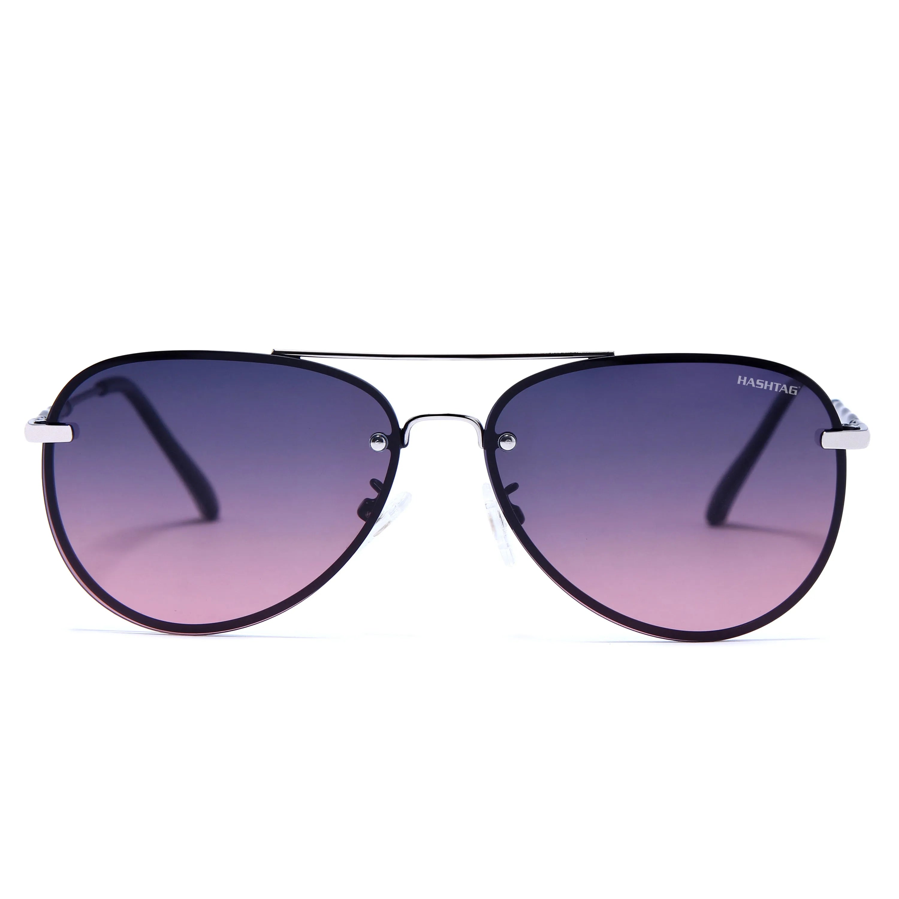 Nuvia | Gradient Blue pink Medium Full Rim Aviator Sunglasses for Men & Women [Polarized]