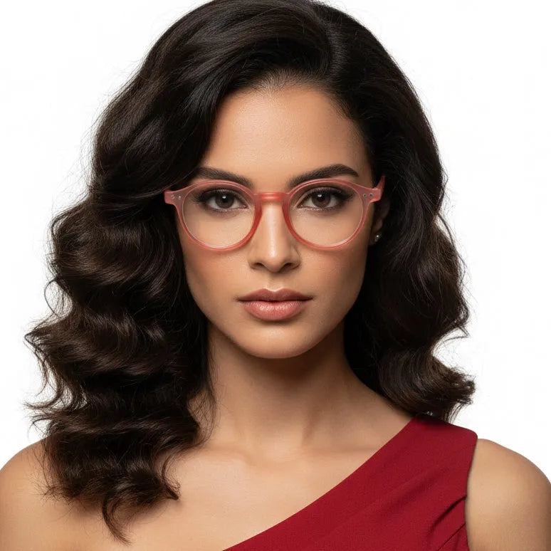 BluShield | Transparent Red Medium Full Rim CIRCLE Computer Glasses for Men & Women [Blue Block]