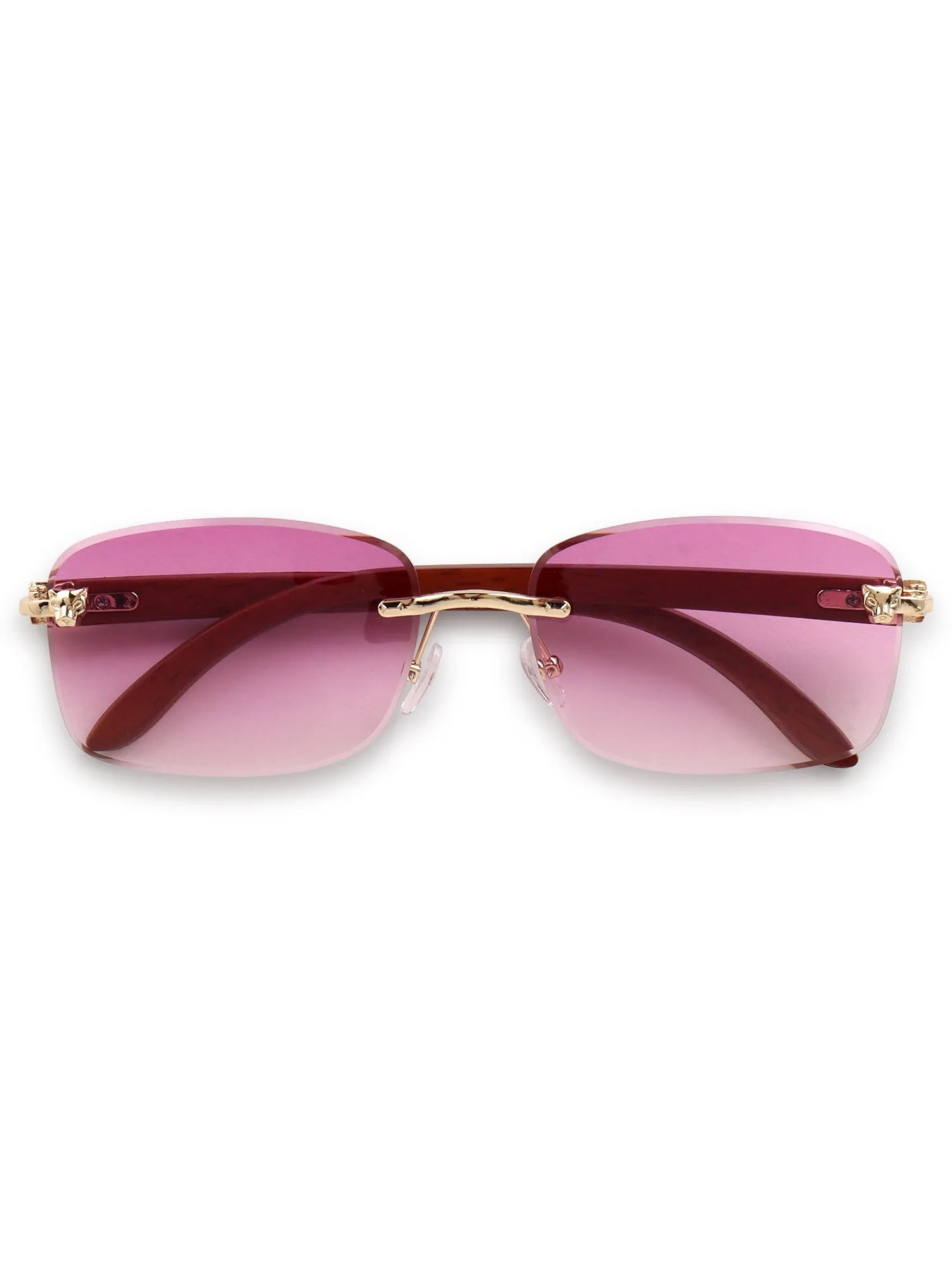Stralor | Gradient Pink Medium Rim Less Rectangle Sunglasses for Men & Women [UV-protected]
