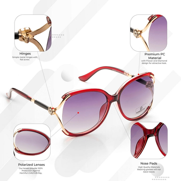 Hashtag Exclusive Oval Sunglasses for Women - NH8039 Red