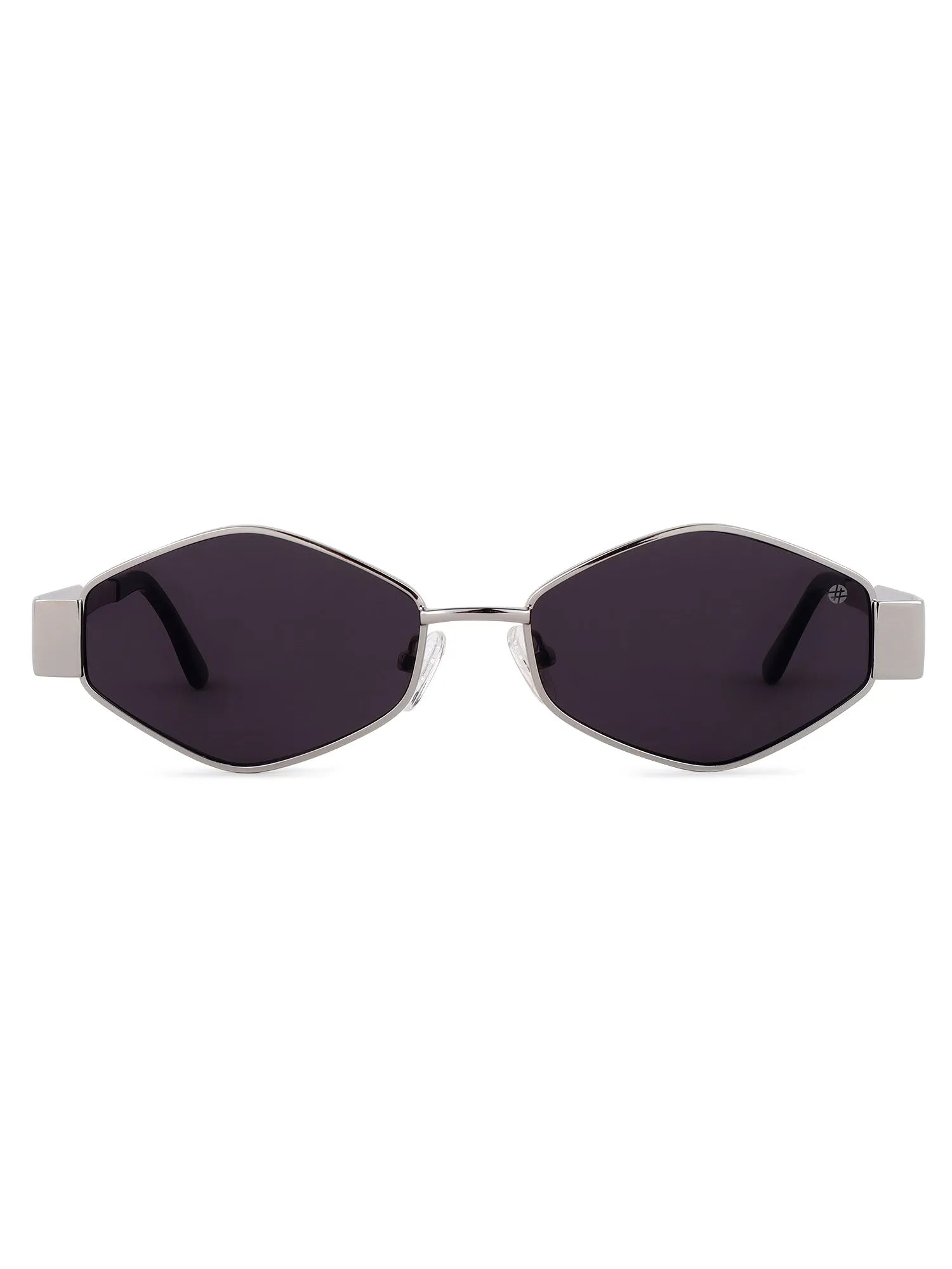 Ecliptor | Silver Medium Full Rim Diamond Sunglasses for Women [UV-protected]