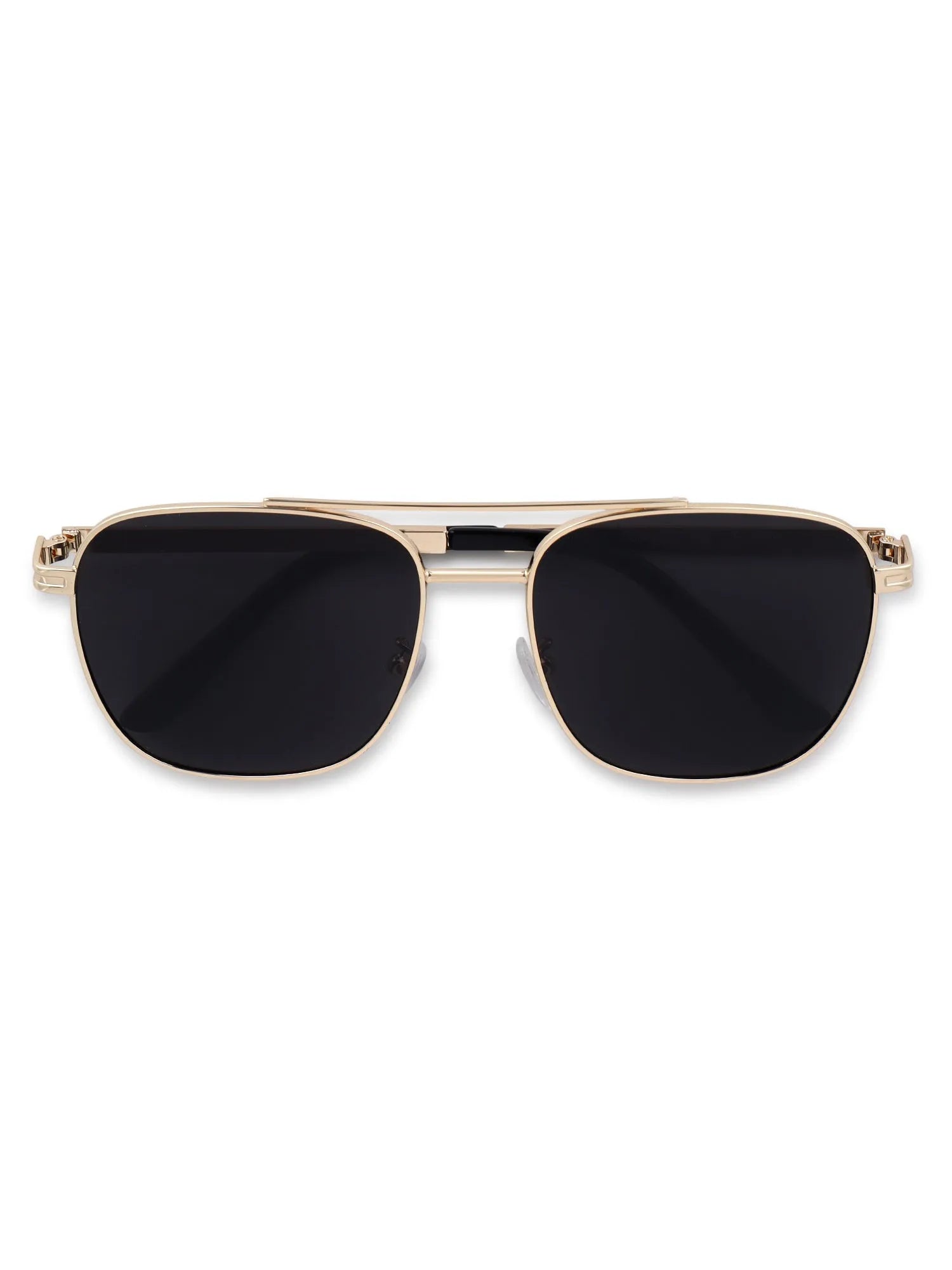 Quivion | Golden Large Full Rim Square Sunglasses for Men [Polarized]