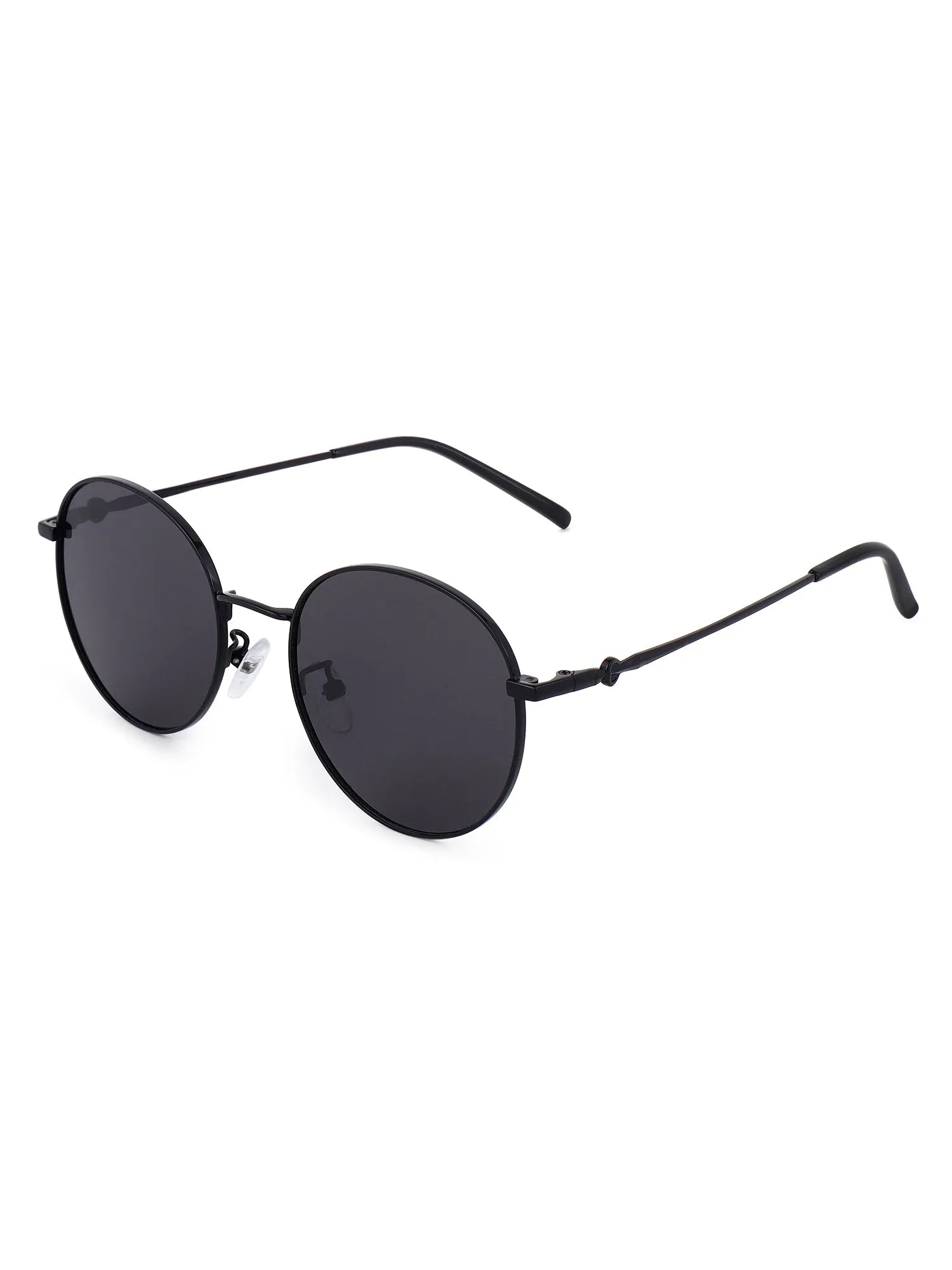Dravyn | Black Medium Full Rim Round Sunglasses for Men & Women [Polarized]