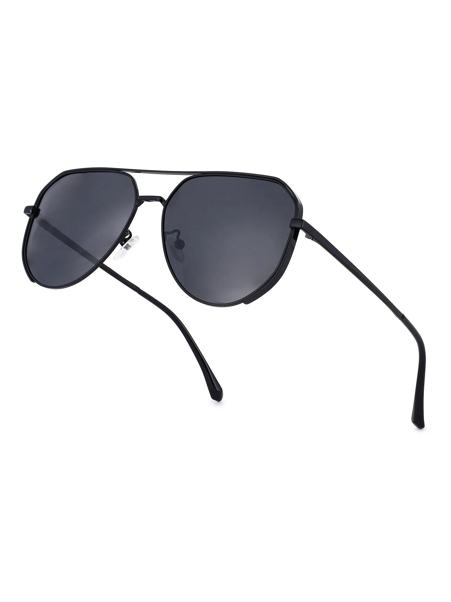 Tesseract | Black Large Full Rim Aviator Sunglasses for Men [Polarized]