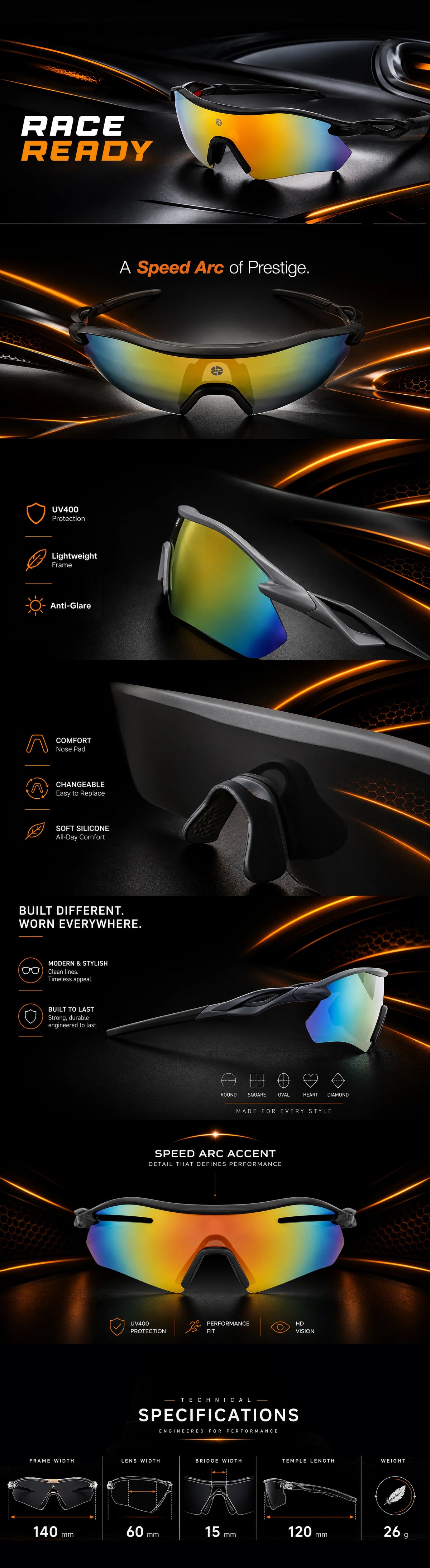 Falcon | Grey Large Half Rim Shield Sports Sunglasses for Men & Women [Mirrored]
