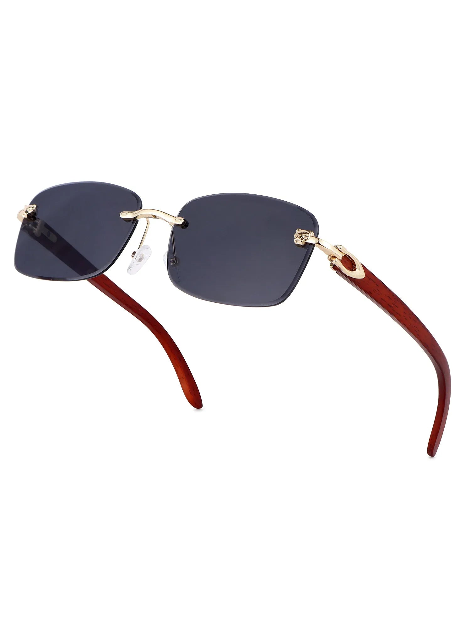 Stralor | Black Medium Rim Less Rectangle Sunglasses for Men & Women [UV-protected]