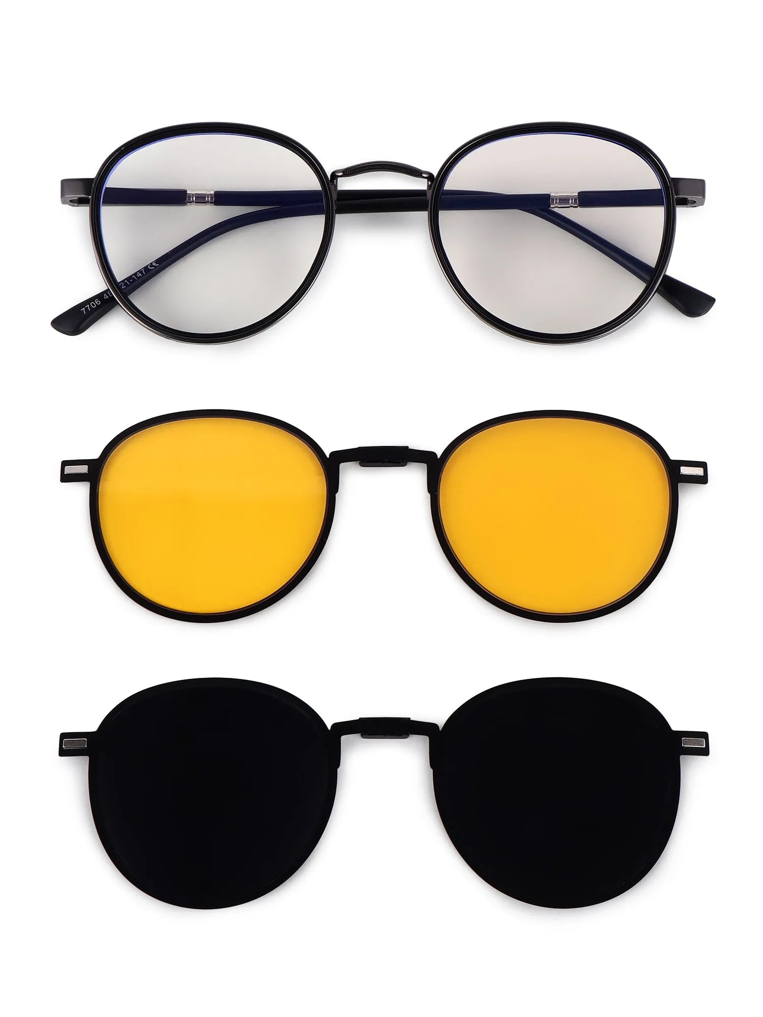 Ignisra | Grey & Black Medium Full Rim Oval Clip-on for Men & Women [UV-protected]