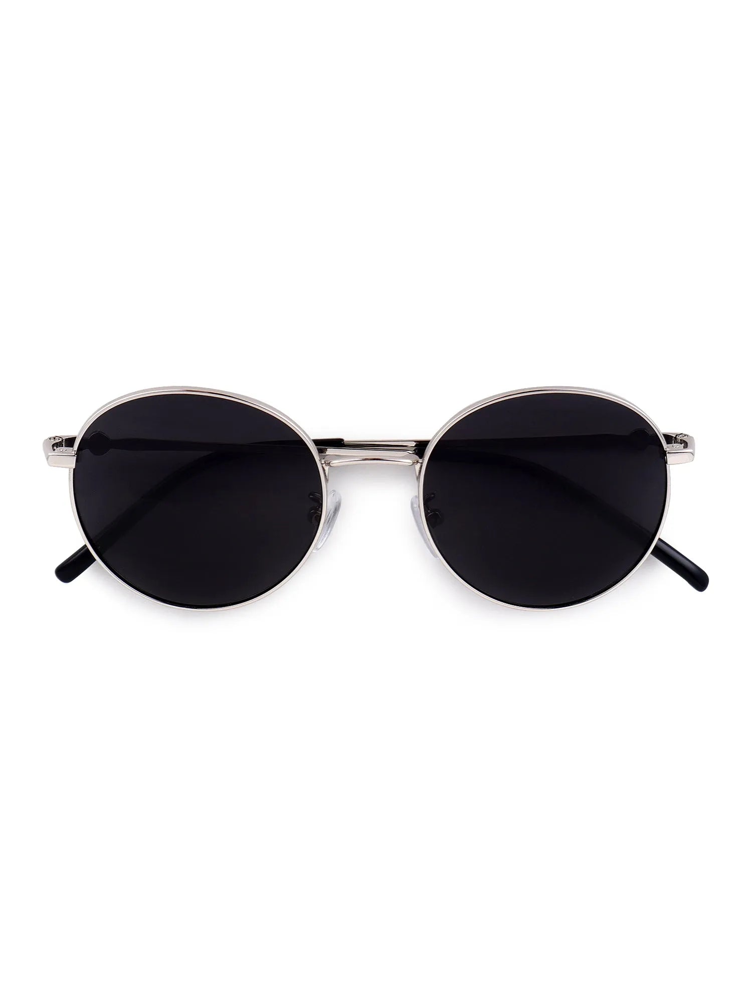Dravyn | Silver Medium Full Rim Round Sunglasses for Men & Women [Polarized]
