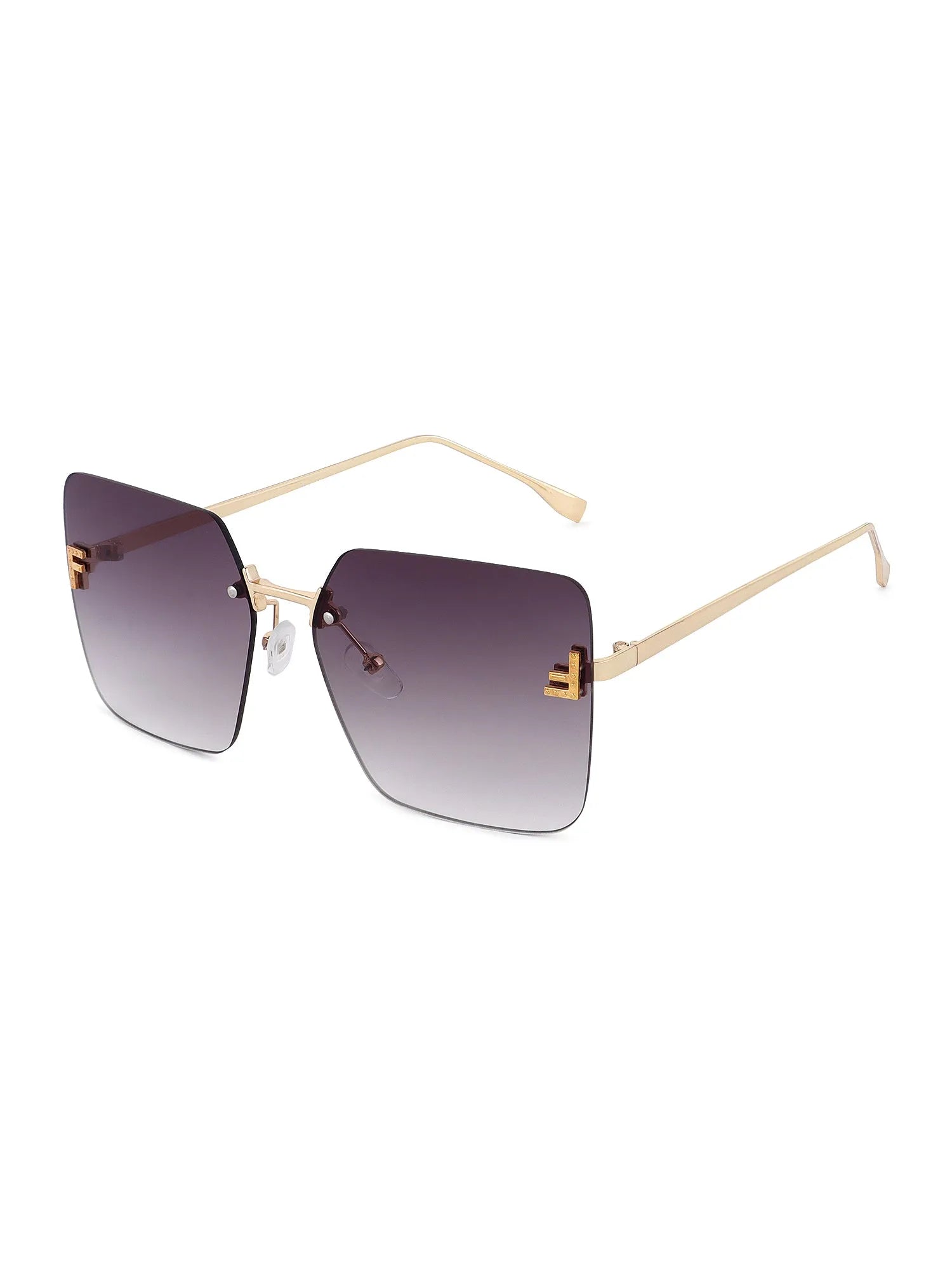 Tesseron | Gradient Grey Small Rim Less Square Sunglasses for Women [UV-protected]