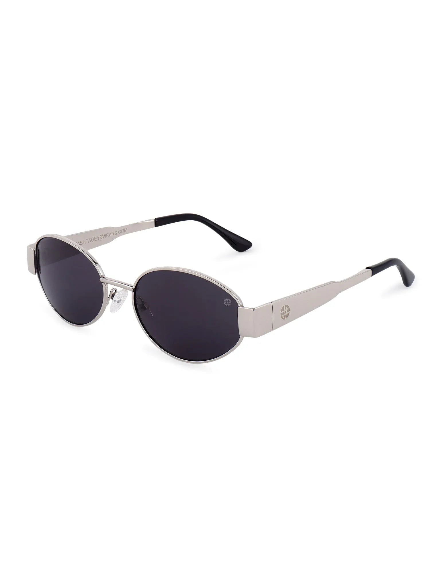 Fynora | Silver Medium Full Rim Oval Sunglasses for Women [UV-protected]