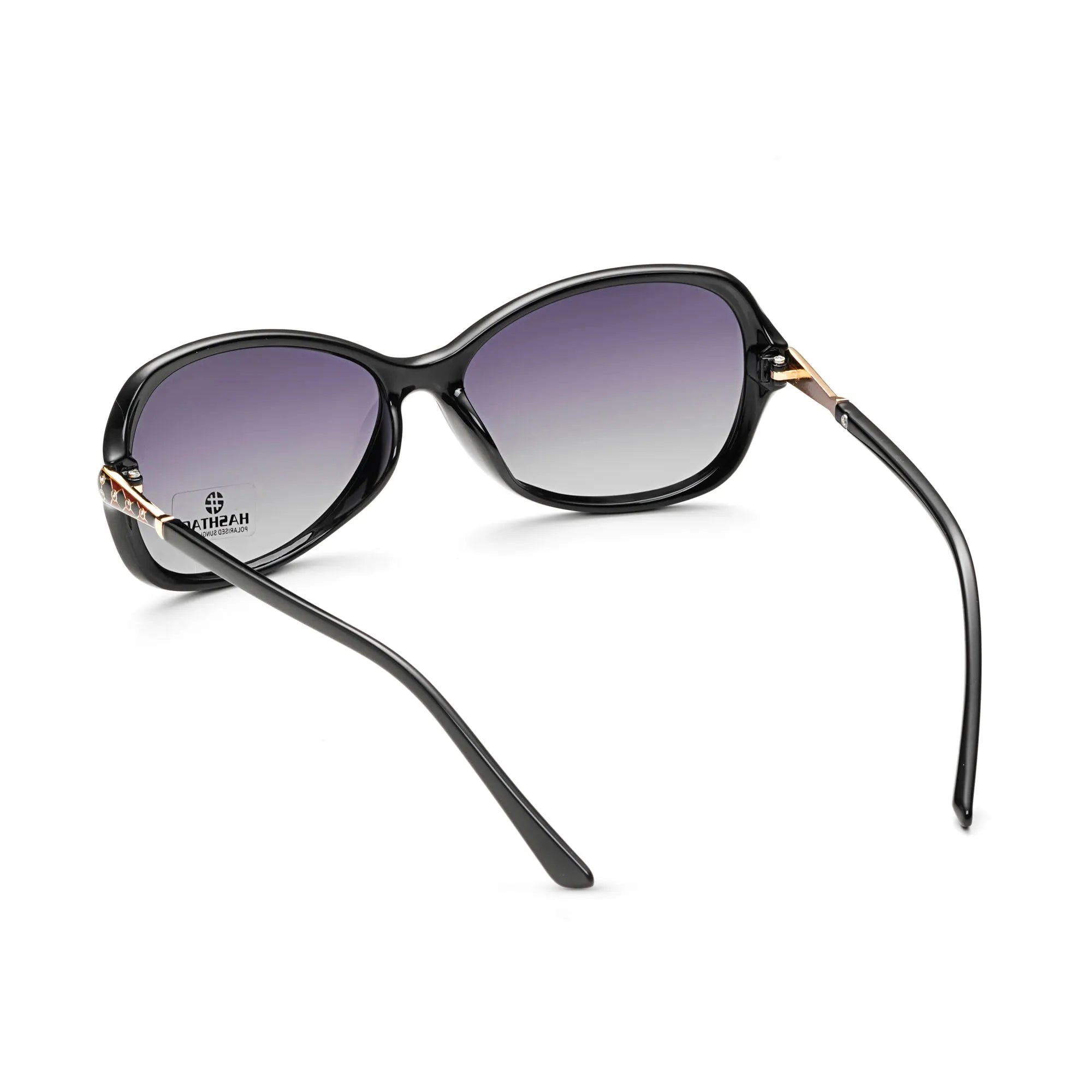 Crystara | Black Large Full Rim Butterfly Sunglasses for Women [Polarized]