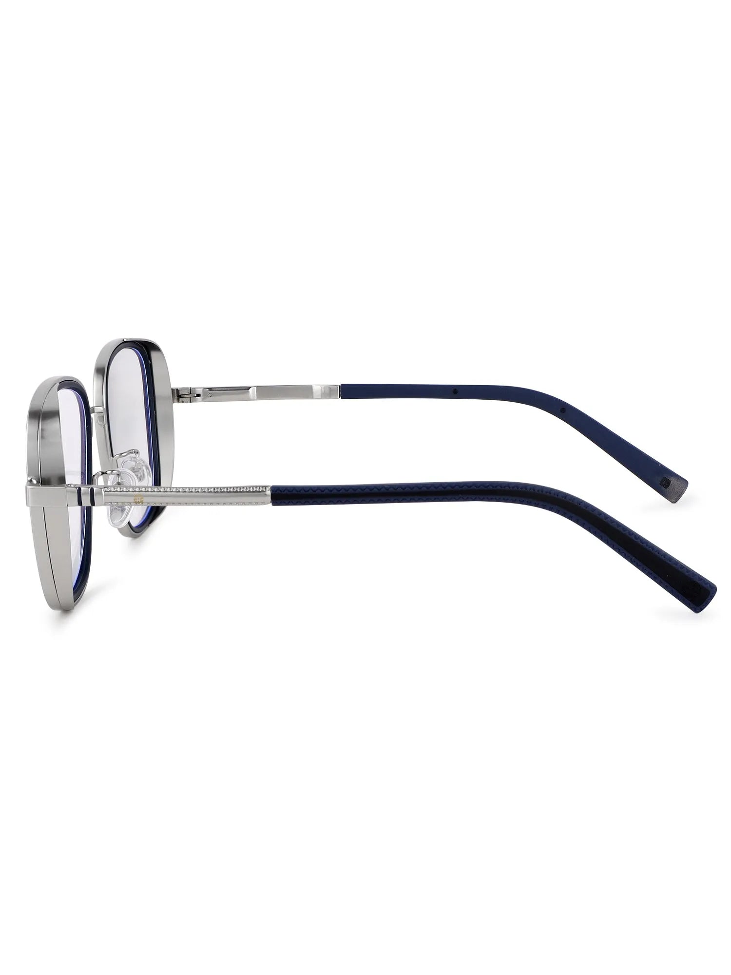 Cyronis | Silver & Blue Large Full Rim Square Clip-on for Men & Women [UV-protected]