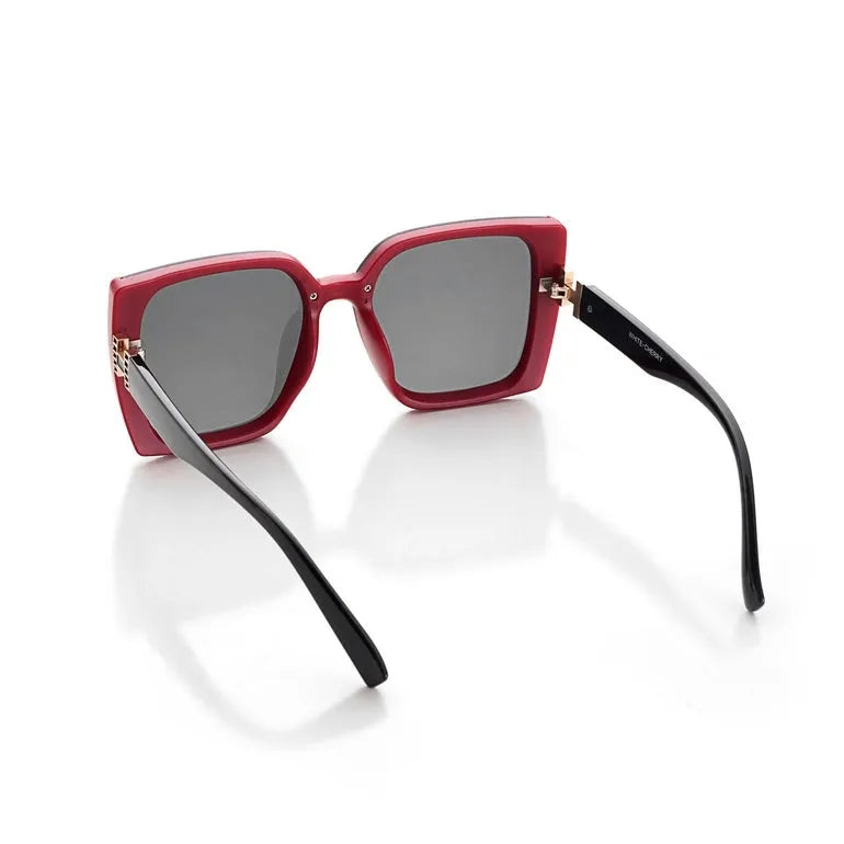 Rapture | Black & Red Large Full Rim Square Sunglasses for Women [UV-protected]
