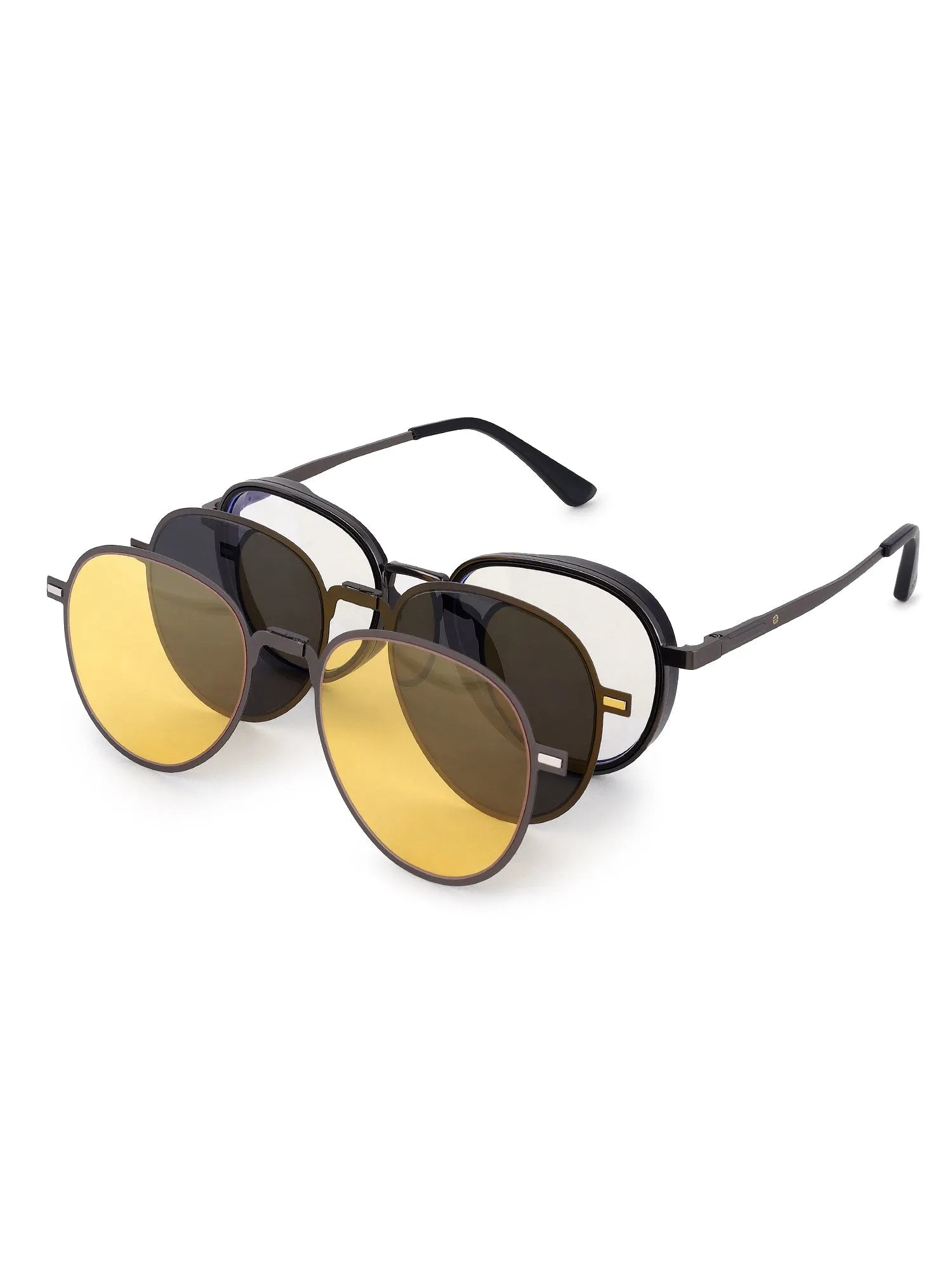 Caelium | Grey & Black Large Full Rim Aviator Clip-on for Men & Women [UV-protected]