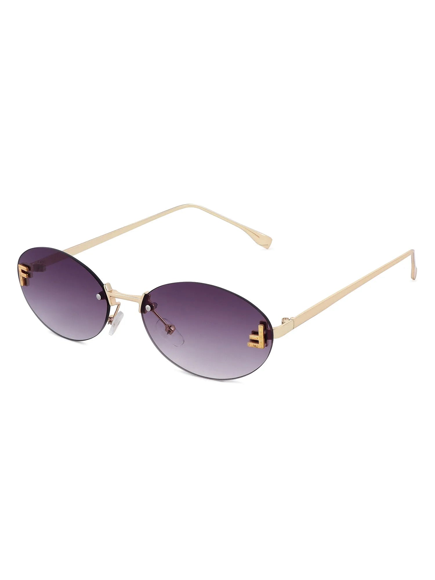 Quasar | Gradient Purple Small Rim Less Oval Sunglasses for Women [UV-protected]