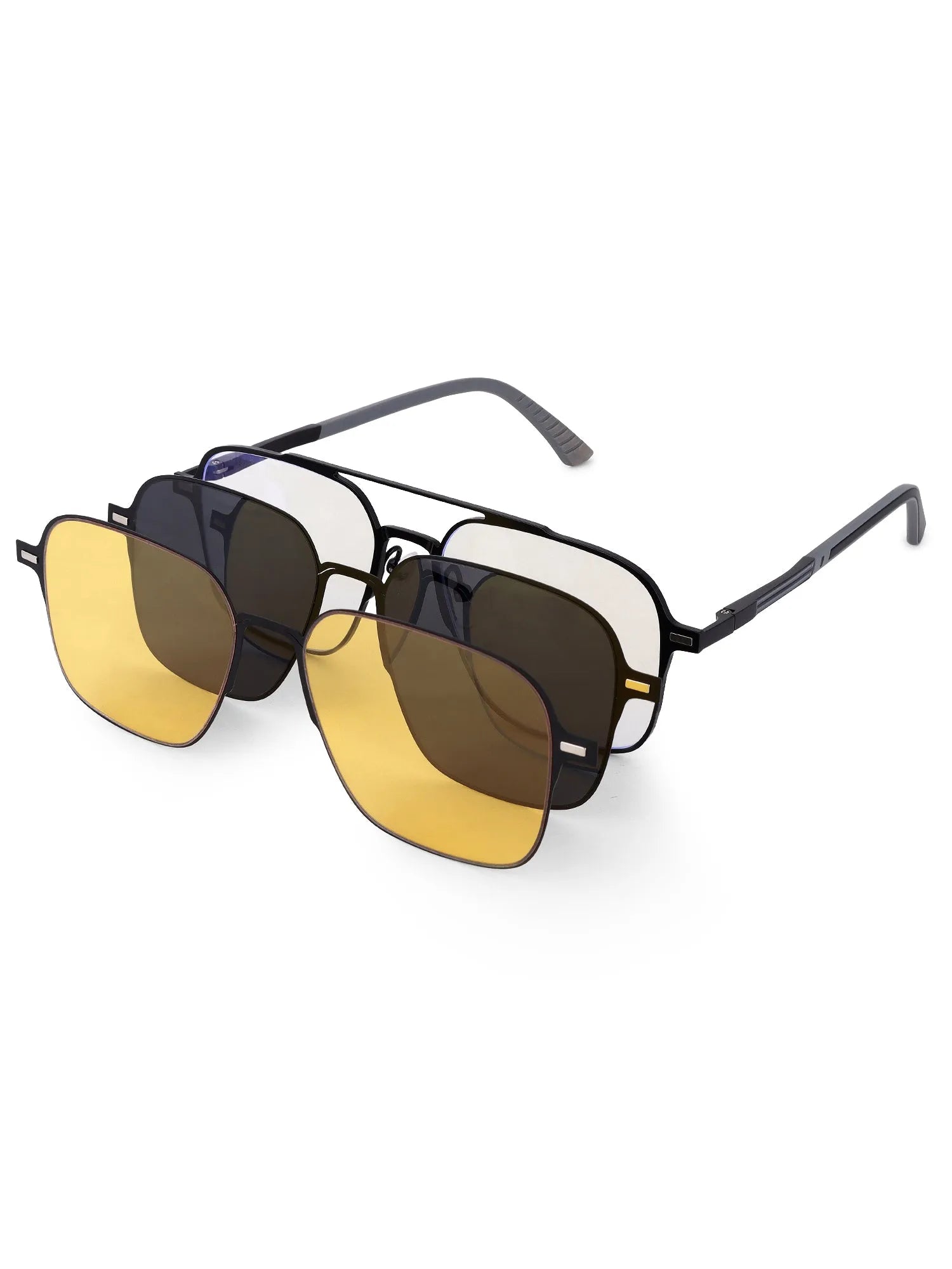 Baelora | Black Large Full Rim Rectangle Clip-on for Men & Women [UV-protected]
