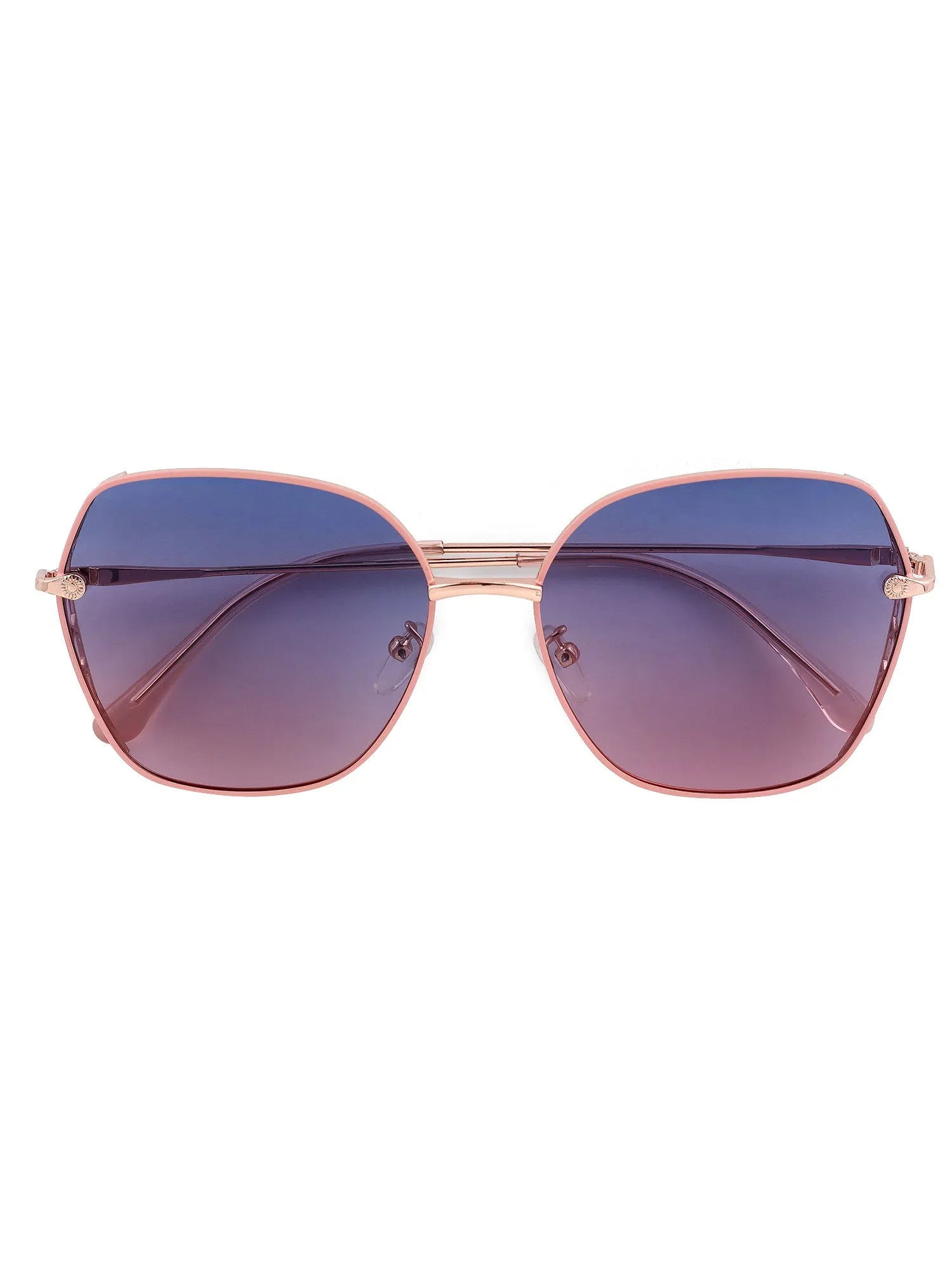 Nixion | Pink & Golden Large Full Rim Square Sunglasses for Women [Polarized]