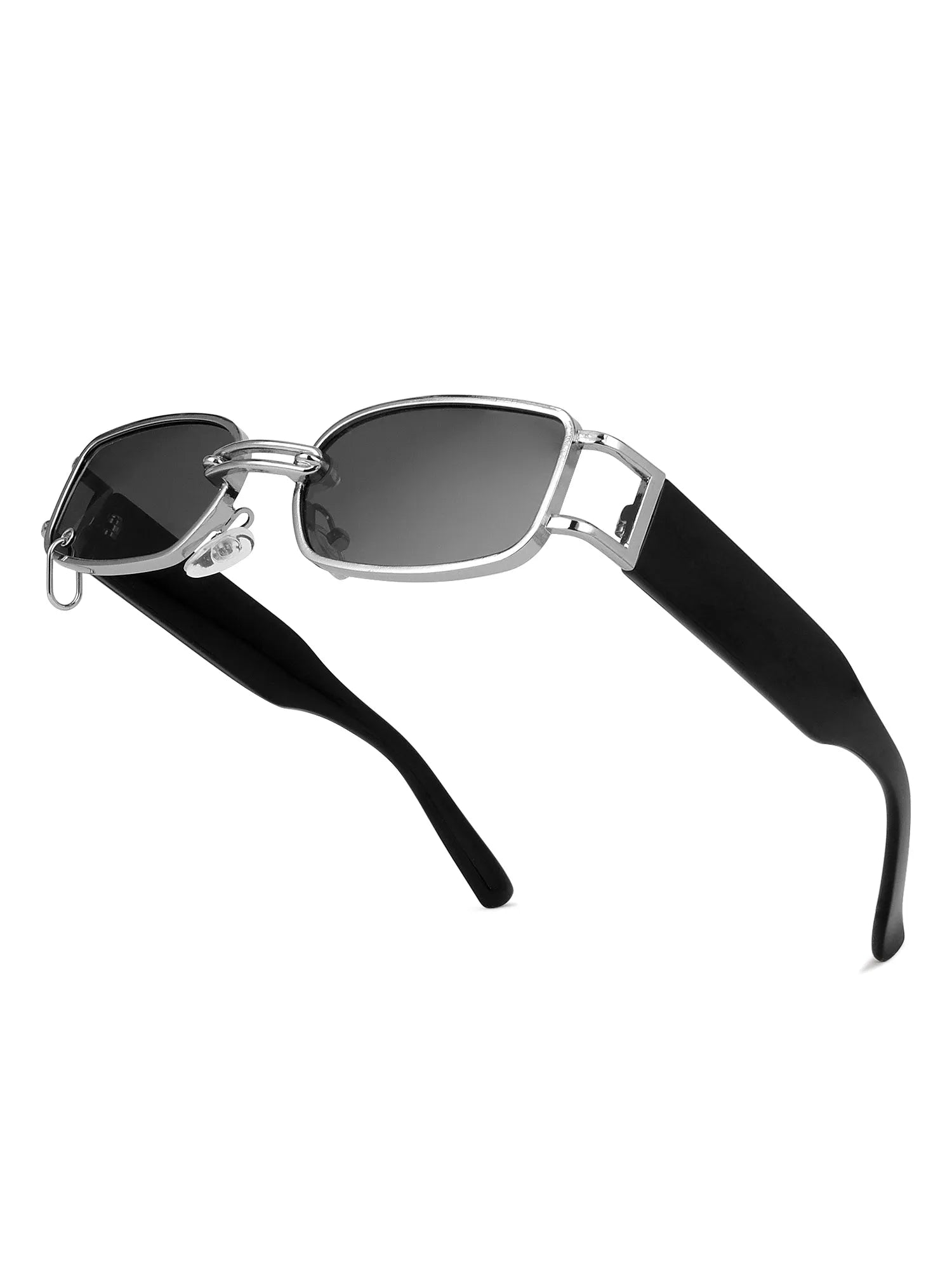 Darion | Silver Small Full Rim Rectangle Sunglasses for Women [UV-protected]