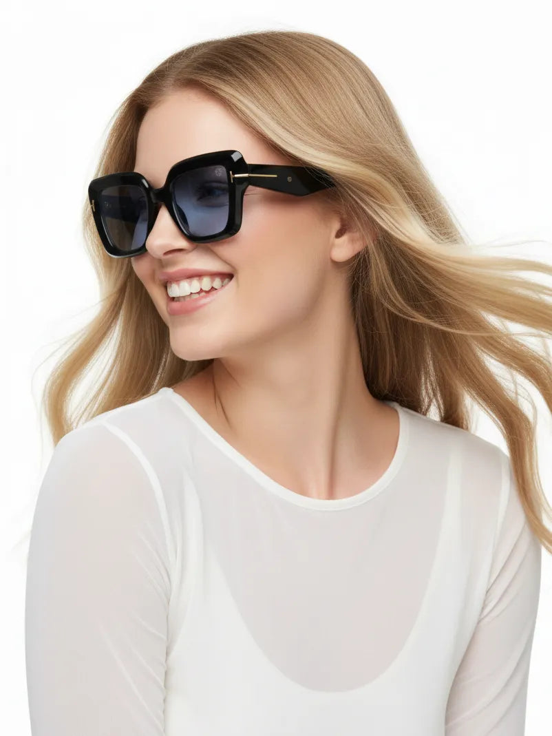 GlareGuard | Light Blue Medium Full Rim Square Sunglasses for Men & Women [UV-protected]