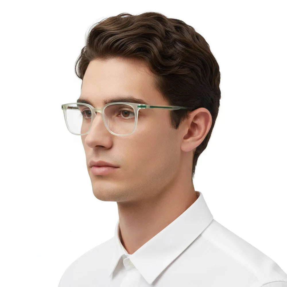 Blokz | Transparent Light Green Medium Full Rim RECTANGLE Computer Glasses for Men & Women [Blue Block]