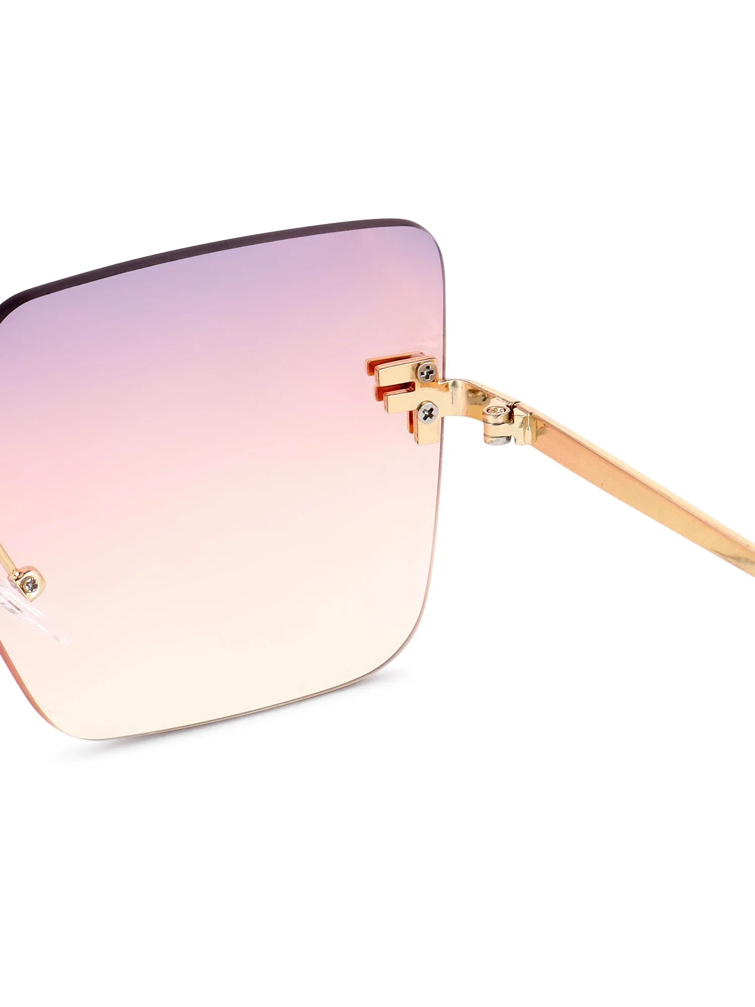 Tesseron | Gradient Pink Small Rim Less Square Sunglasses for Women [UV-protected]