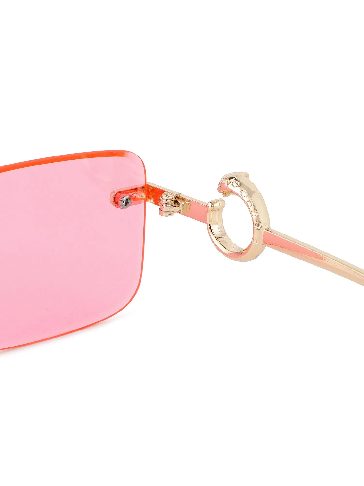 Phantoria | Pink Small Rim Less Rectangle Sunglasses for Men & Women [UV-protected]